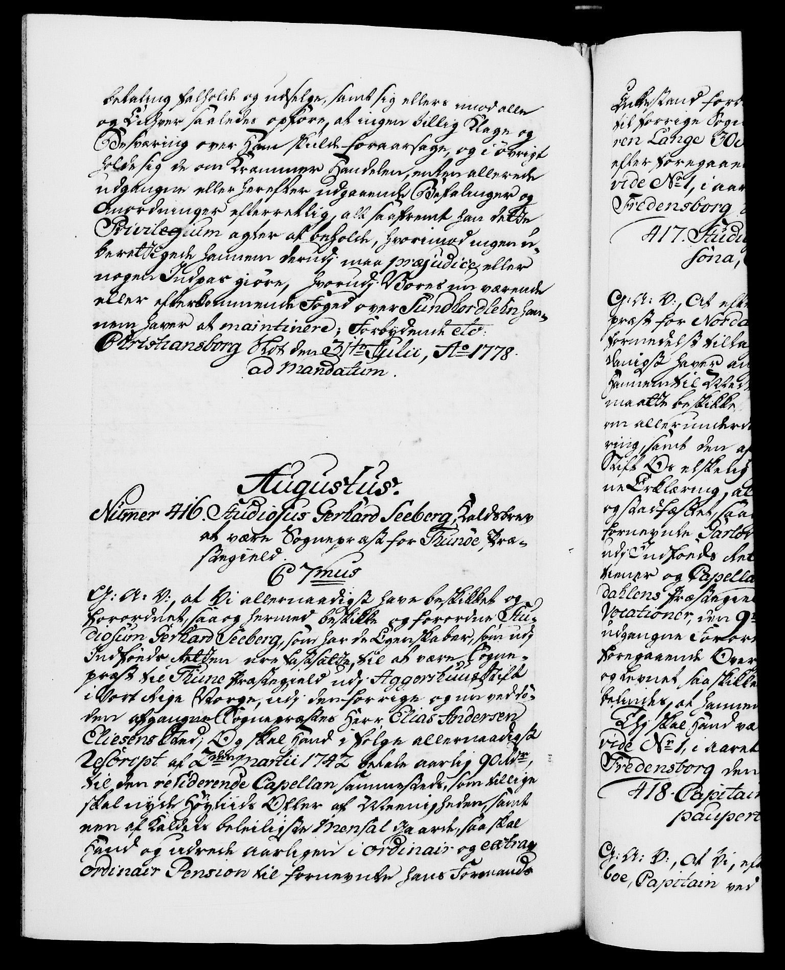 Danske Kanselli 1572-1799, RA/EA-3023/F/Fc/Fca/Fcaa/L0047: Norske registre, 1776-1778, s. 841b
