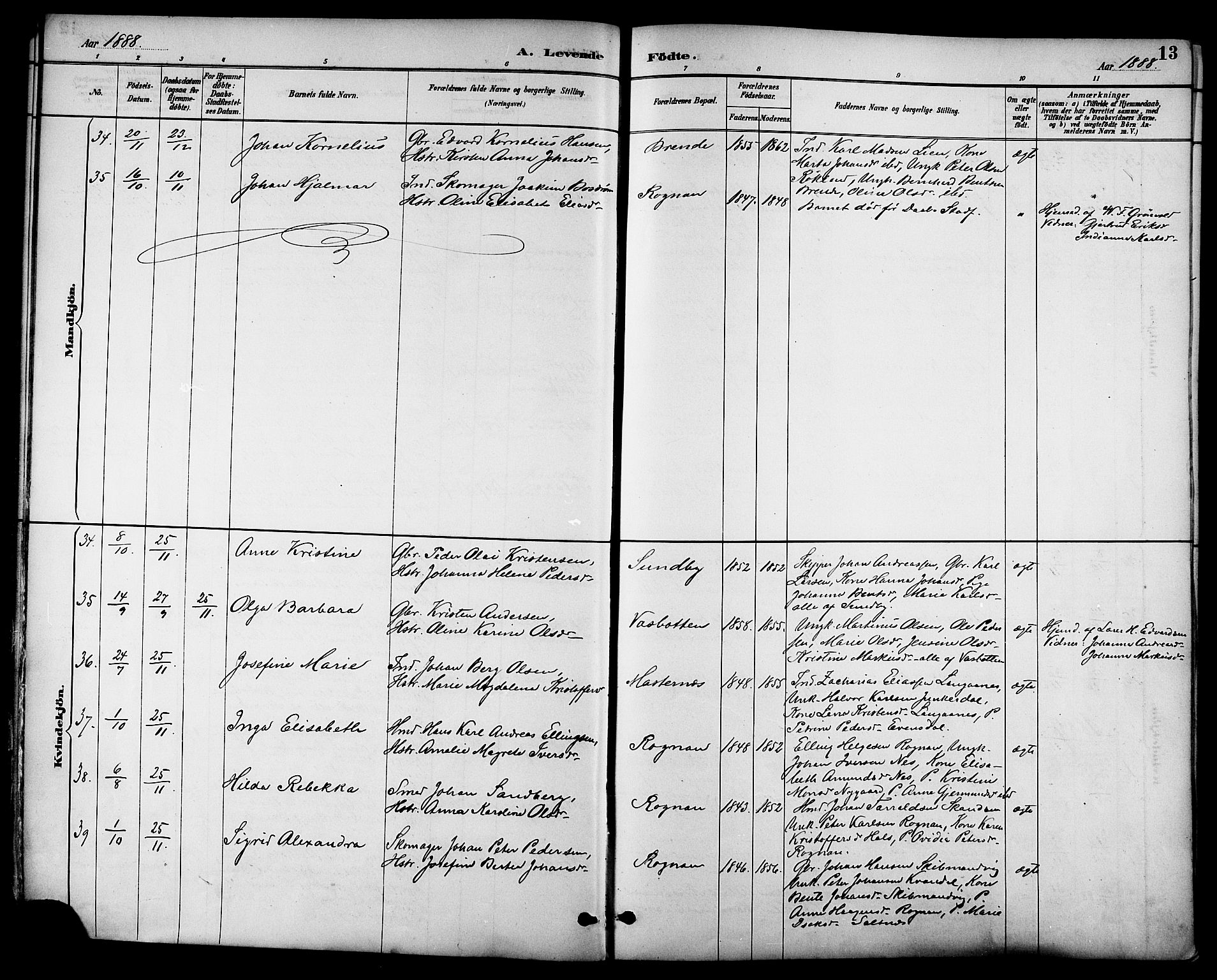 Ministerialprotokoller, klokkerbøker og fødselsregistre - Nordland, AV/SAT-A-1459/847/L0669: Ministerialbok nr. 847A09, 1887-1901, s. 13