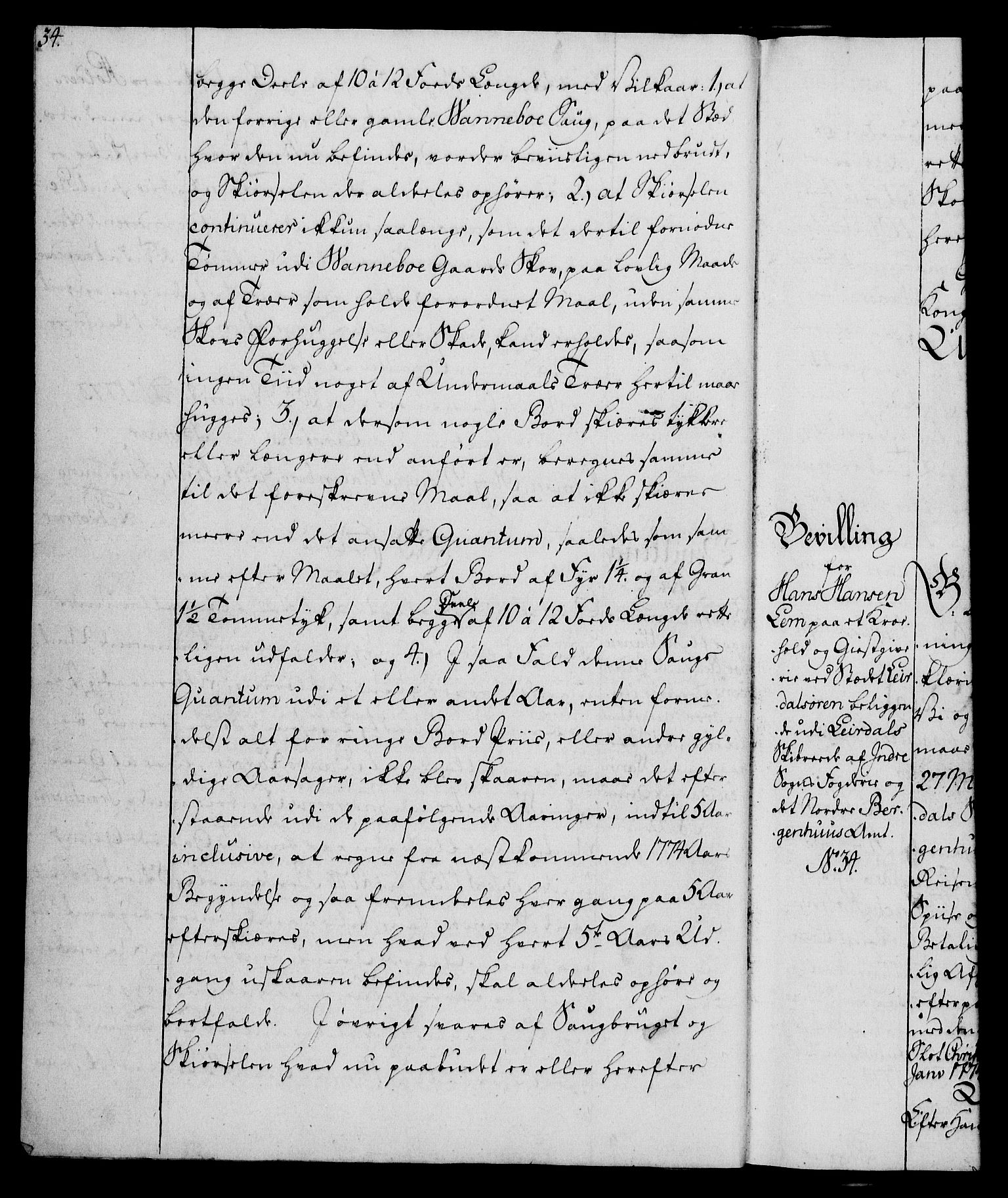 Rentekammeret, Kammerkanselliet, AV/RA-EA-3111/G/Gg/Gga/L0010: Norsk ekspedisjonsprotokoll med register (merket RK 53.10), 1773-1778, s. 34
