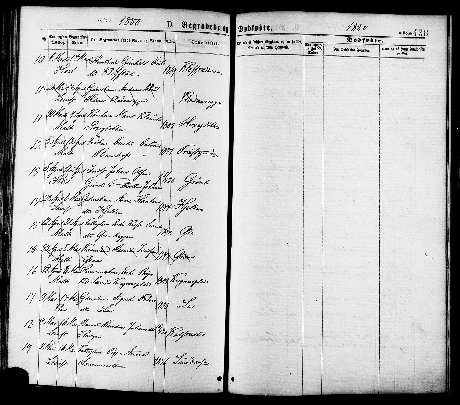 Ministerialprotokoller, klokkerbøker og fødselsregistre - Sør-Trøndelag, AV/SAT-A-1456/691/L1079: Ministerialbok nr. 691A11, 1873-1886, s. 438