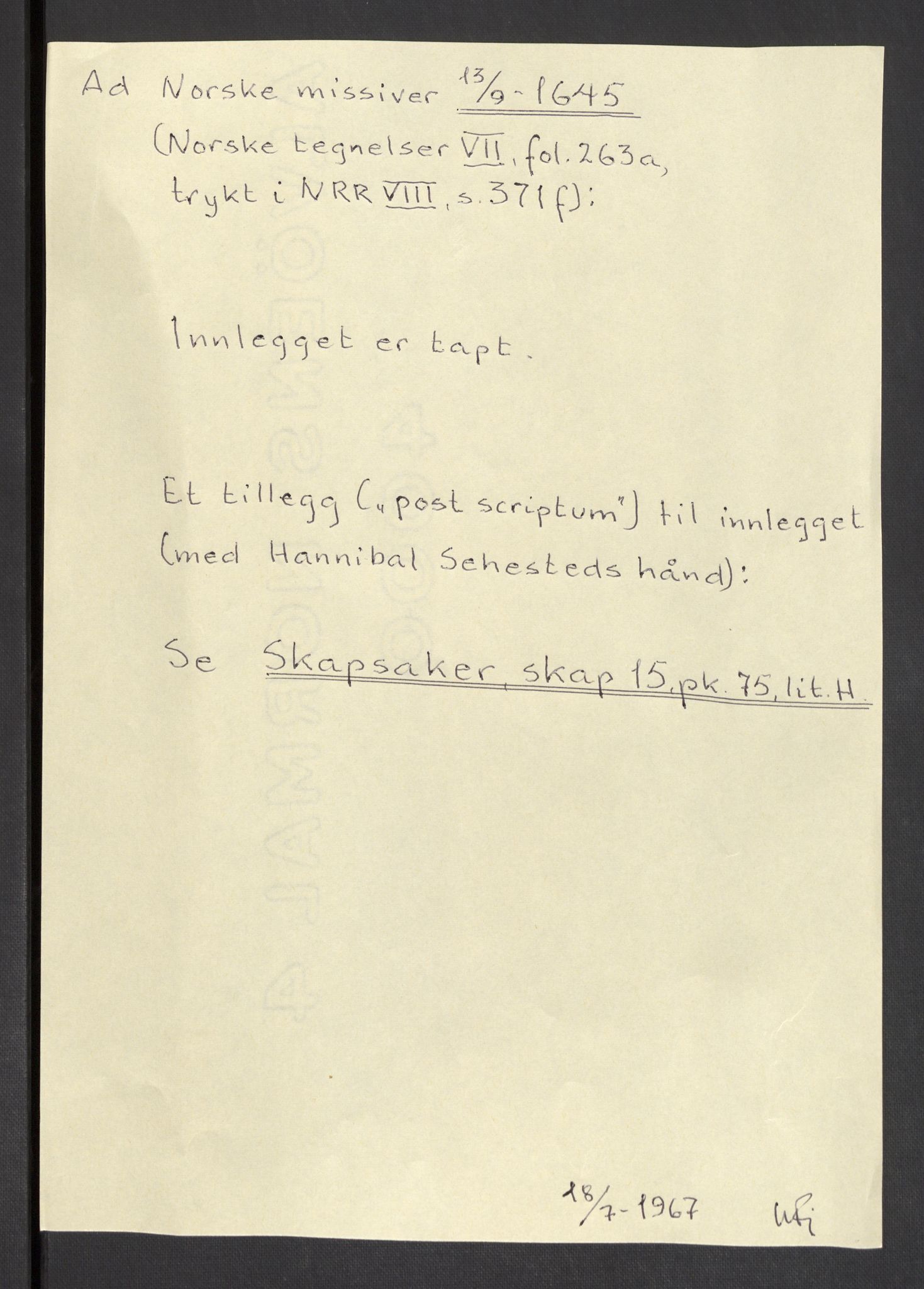 Danske Kanselli 1572-1799, AV/RA-EA-3023/F/Fc/Fcc/Fcca/L0011: Norske innlegg 1572-1799, 1641-1647, s. 272