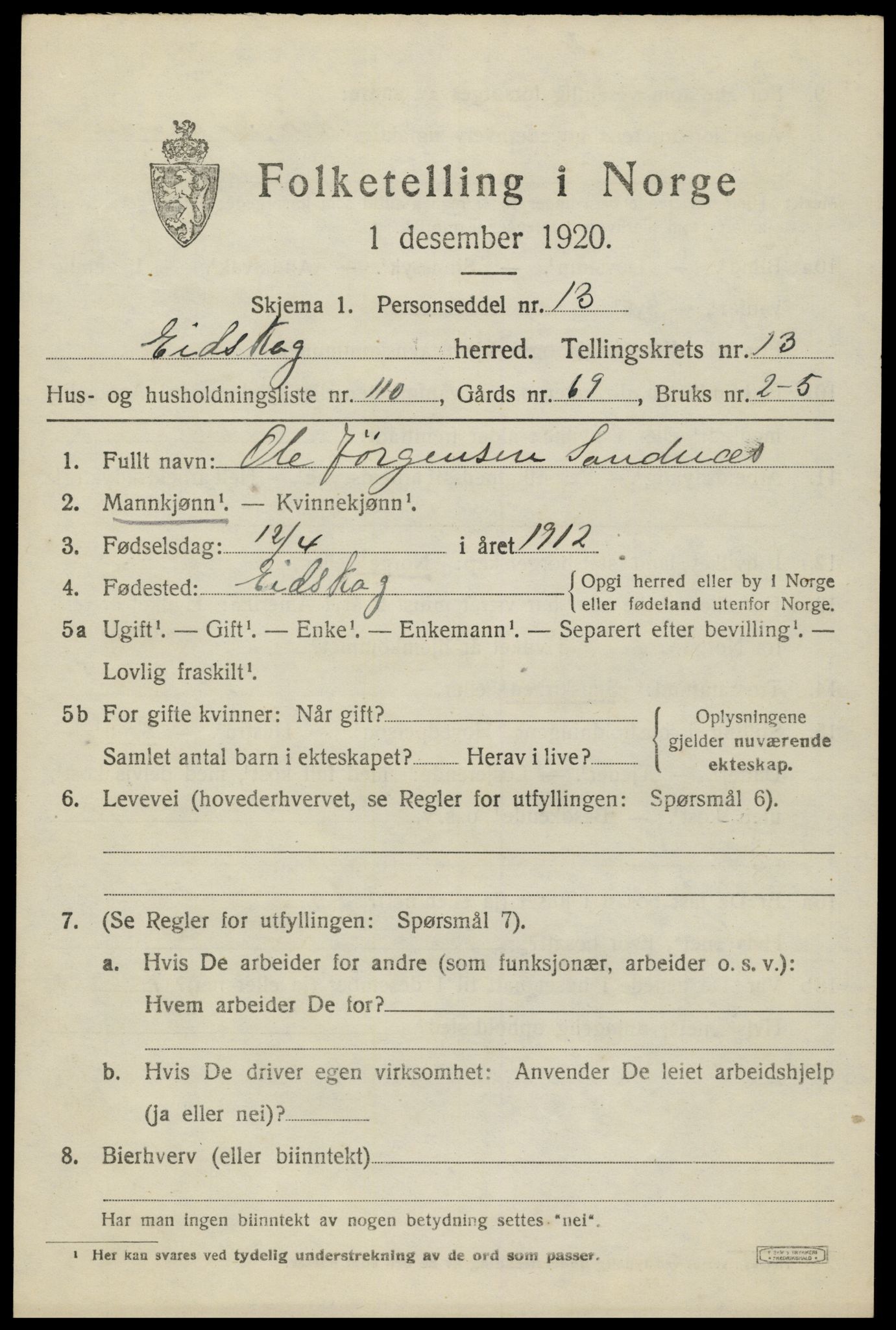 SAH, Folketelling 1920 for 0420 Eidskog herred, 1920, s. 13293