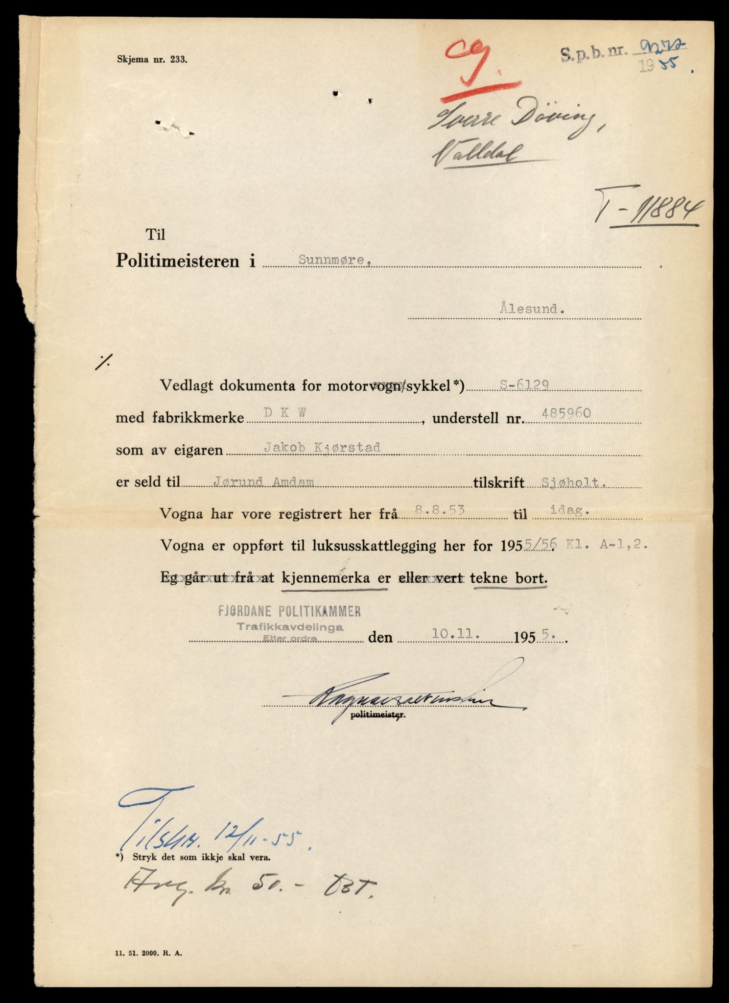 Møre og Romsdal vegkontor - Ålesund trafikkstasjon, AV/SAT-A-4099/F/Fe/L0031: Registreringskort for kjøretøy T 11800 - T 11996, 1927-1998, s. 1537