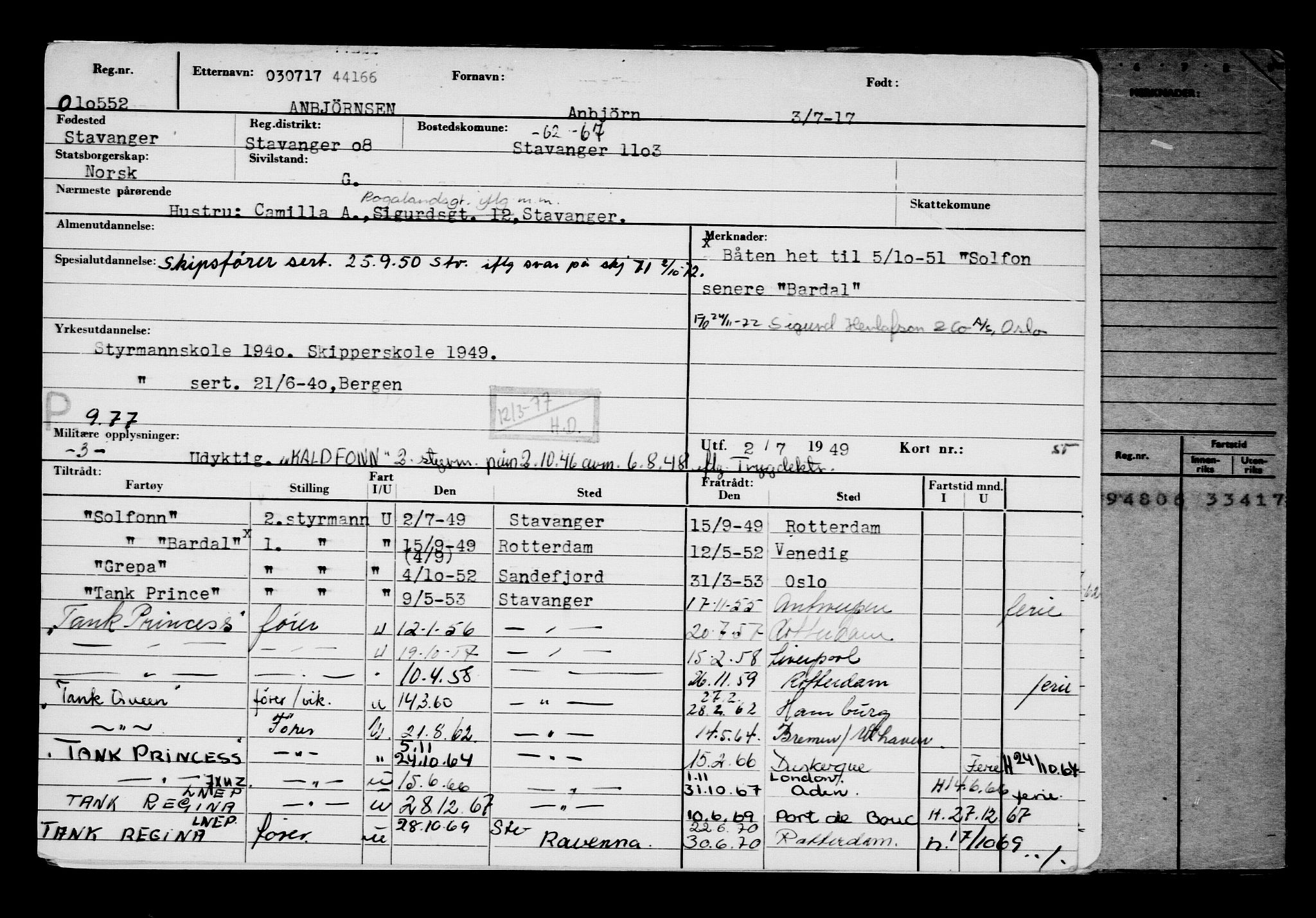 Direktoratet for sjømenn, AV/RA-S-3545/G/Gb/L0150: Hovedkort, 1917, s. 48