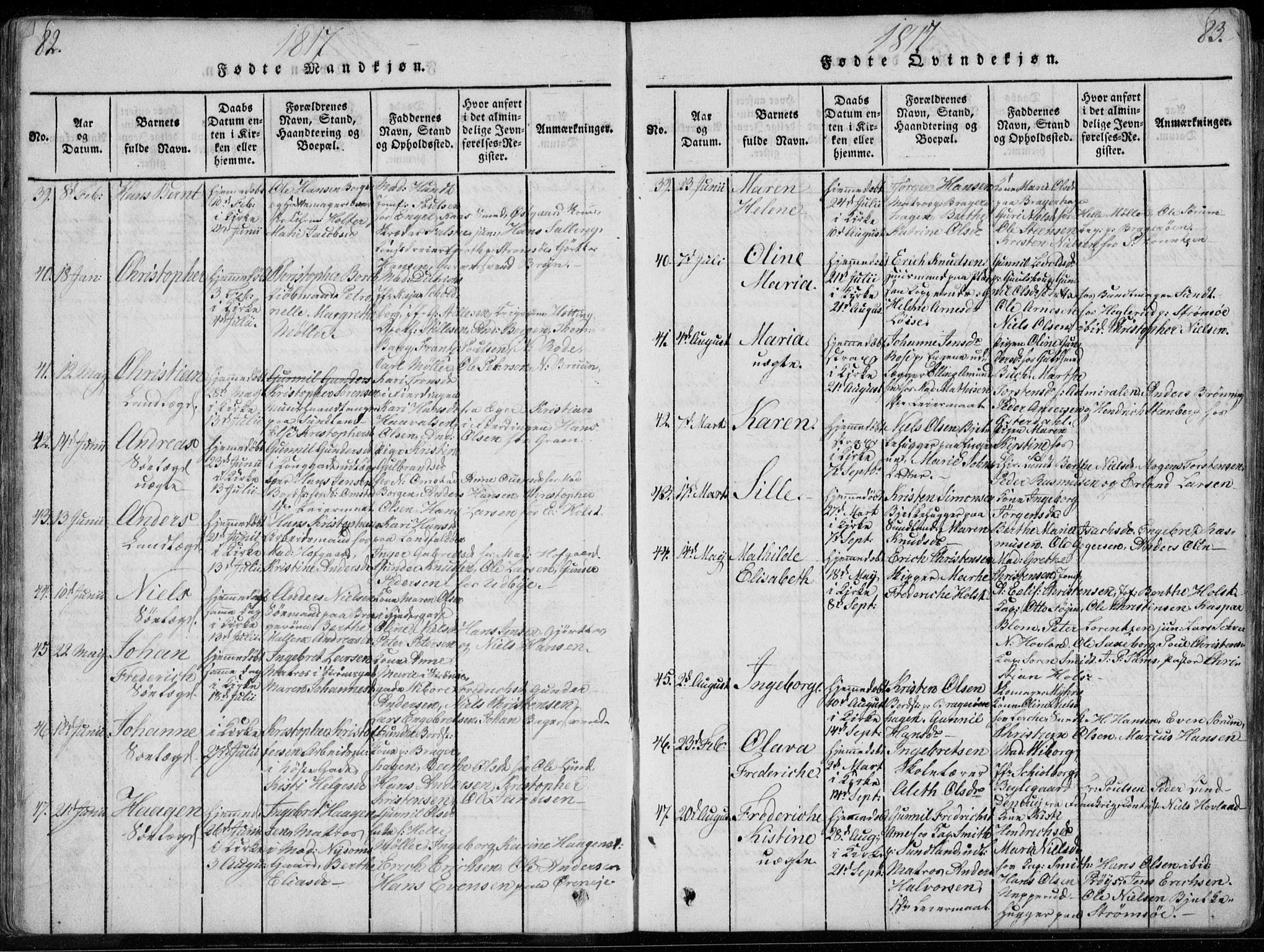 Bragernes kirkebøker, AV/SAKO-A-6/F/Fa/L0007: Ministerialbok nr. I 7, 1815-1829, s. 82-83