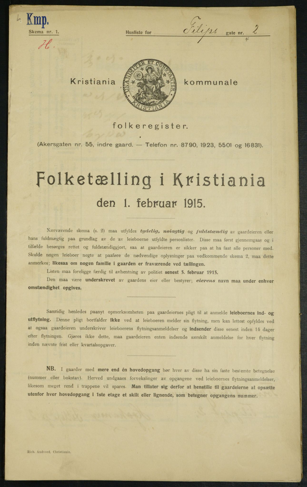 OBA, Kommunal folketelling 1.2.1915 for Kristiania, 1915, s. 23765