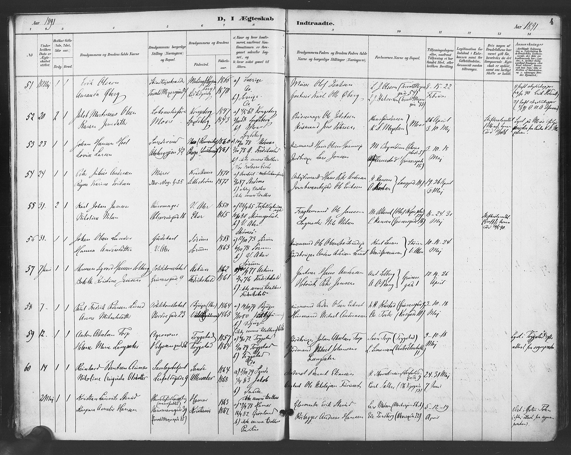 Paulus prestekontor Kirkebøker, AV/SAO-A-10871/F/Fa/L0009: Ministerialbok nr. 9, 1891-1901, s. 4