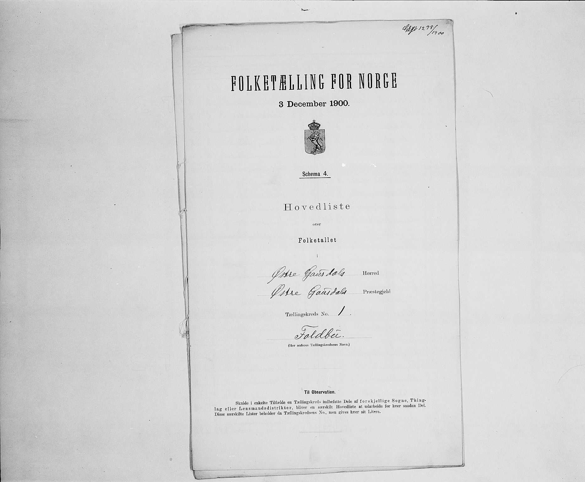 SAH, Folketelling 1900 for 0522 Østre Gausdal herred, 1900, s. 12