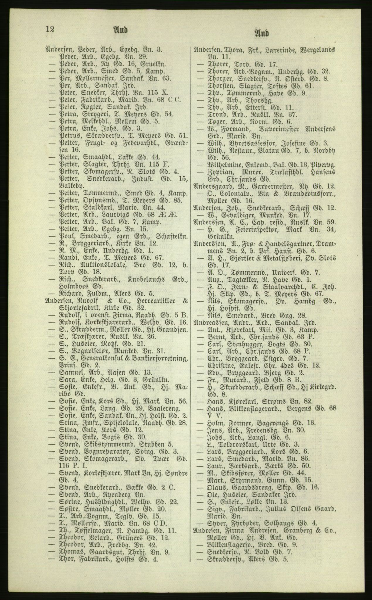 Kristiania/Oslo adressebok, PUBL/-, 1881, s. 12