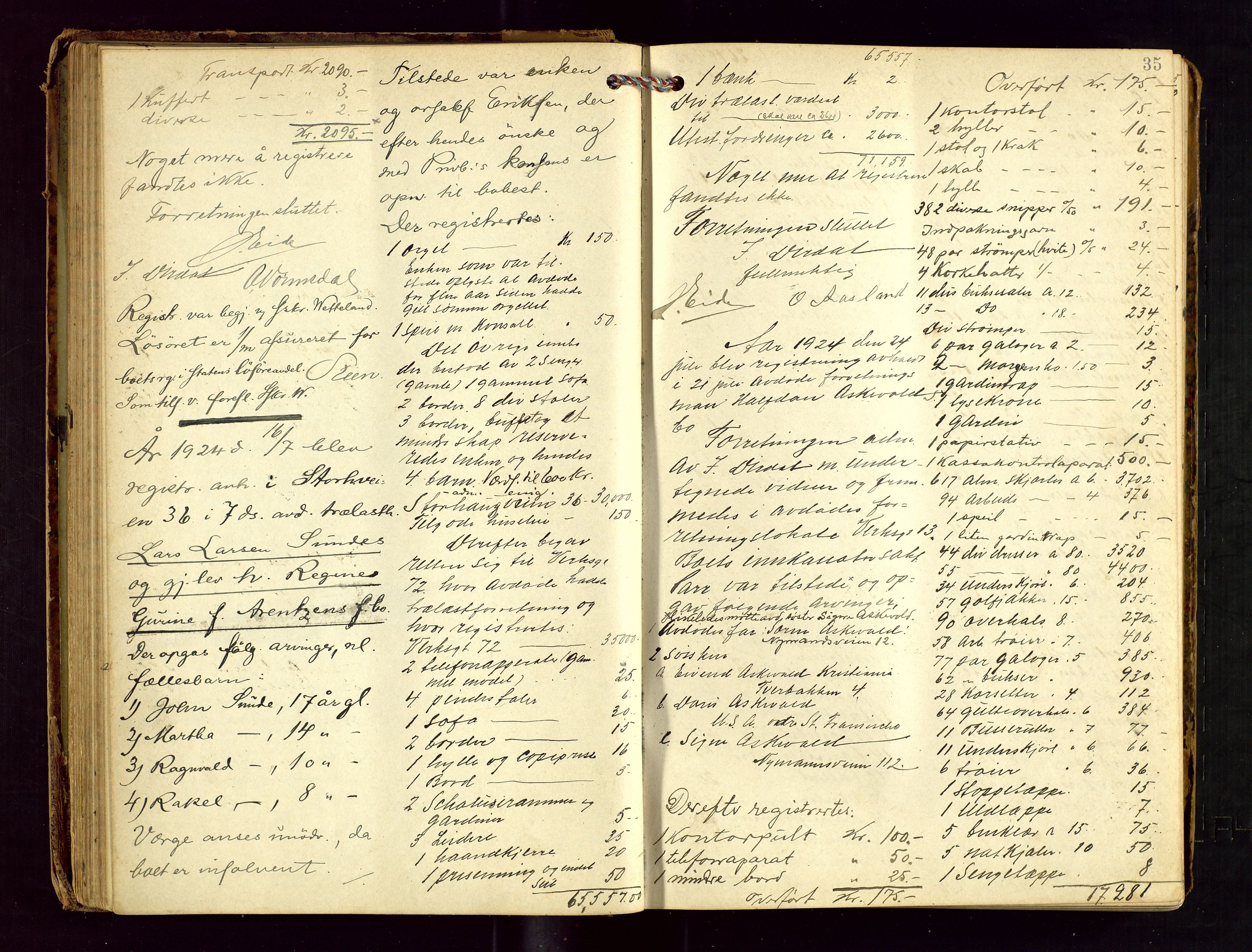 Stavanger skifteforvalter, AV/SAST-A-101412/001/5/53/533BA/L0004: Registreringsprotokoll, 1923-1930, s. 34b-35a