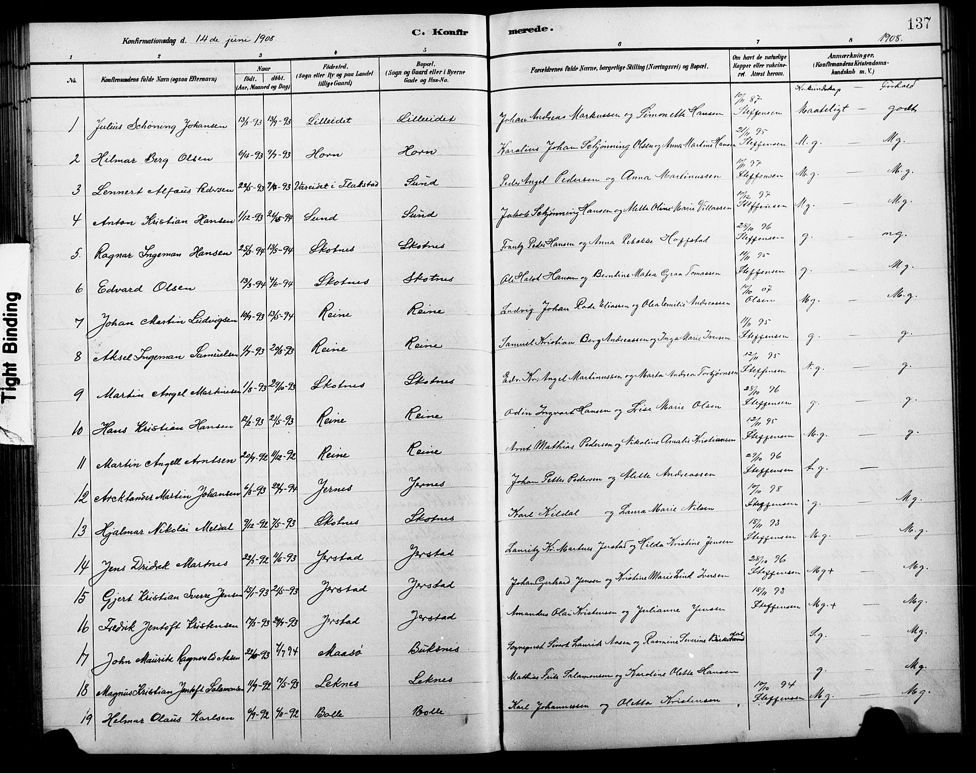Ministerialprotokoller, klokkerbøker og fødselsregistre - Nordland, AV/SAT-A-1459/881/L1168: Klokkerbok nr. 881C05, 1900-1911, s. 137