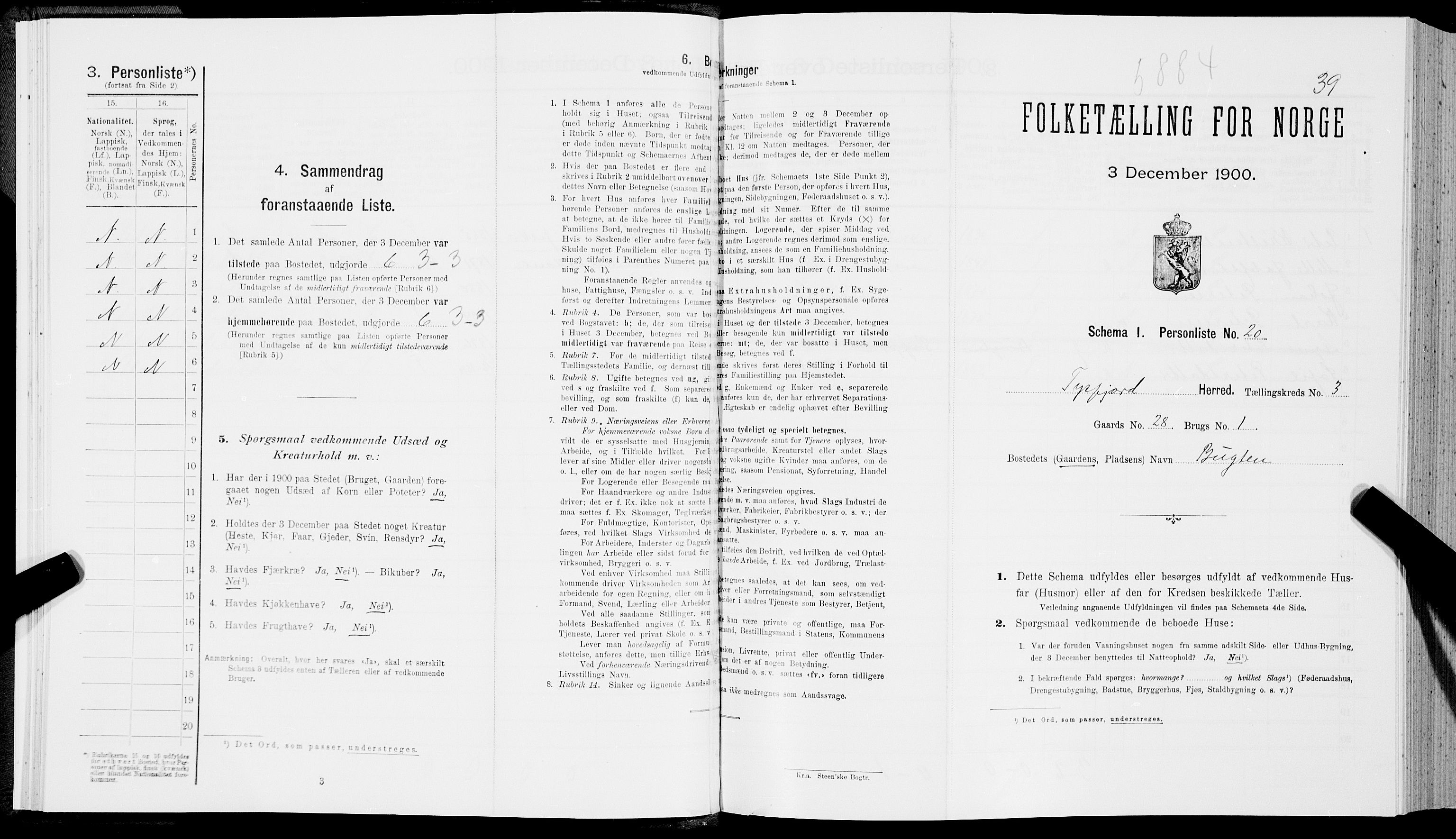 SAT, Folketelling 1900 for 1850 Tysfjord herred, 1900, s. 335