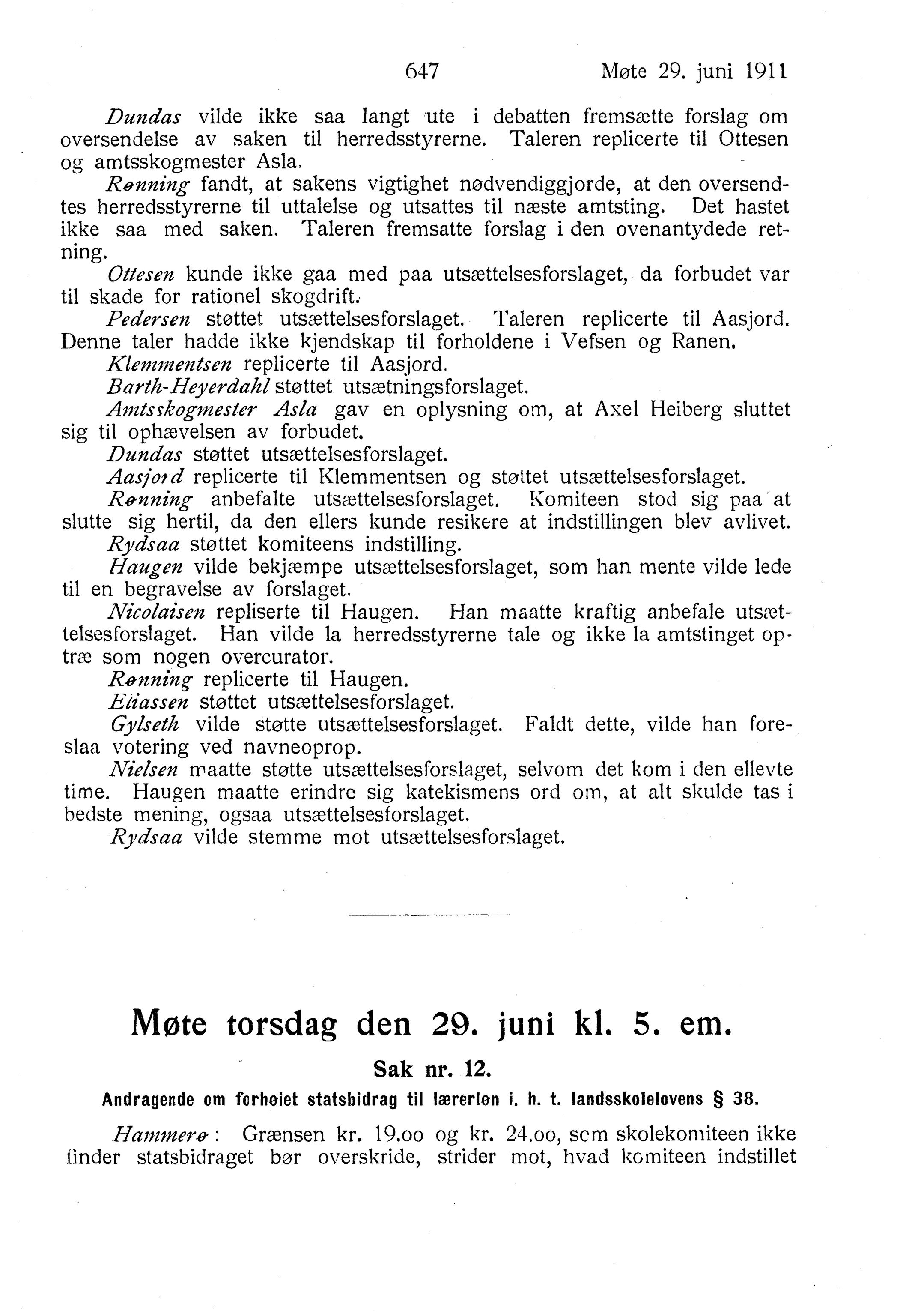 Nordland Fylkeskommune. Fylkestinget, AIN/NFK-17/176/A/Ac/L0034: Fylkestingsforhandlinger 1911, 1911