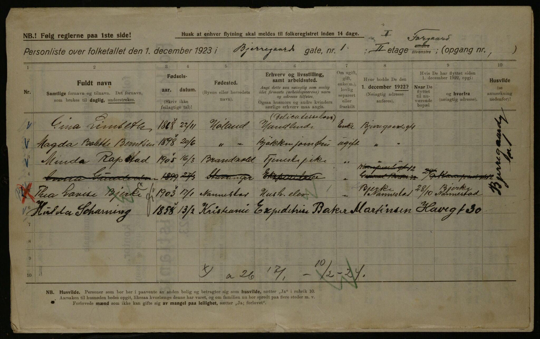 OBA, Kommunal folketelling 1.12.1923 for Kristiania, 1923, s. 6479