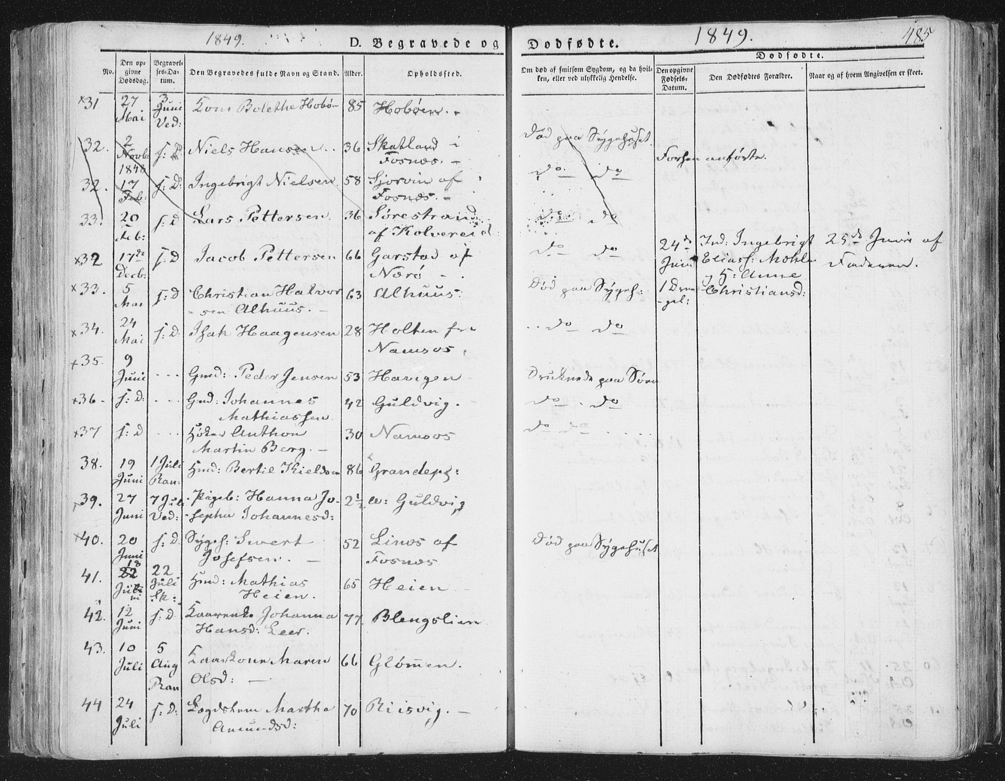 Ministerialprotokoller, klokkerbøker og fødselsregistre - Nord-Trøndelag, SAT/A-1458/764/L0552: Ministerialbok nr. 764A07b, 1824-1865, s. 485