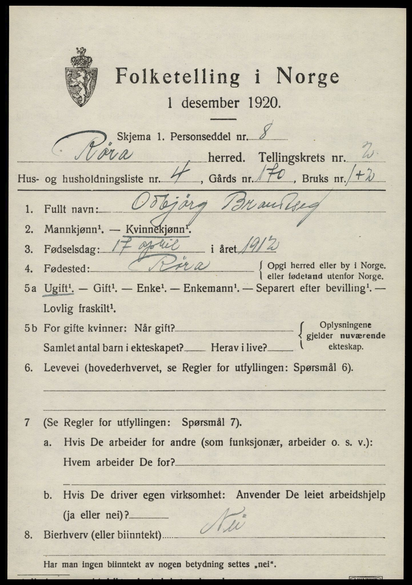 SAT, Folketelling 1920 for 1730 Røra herred, 1920, s. 1553