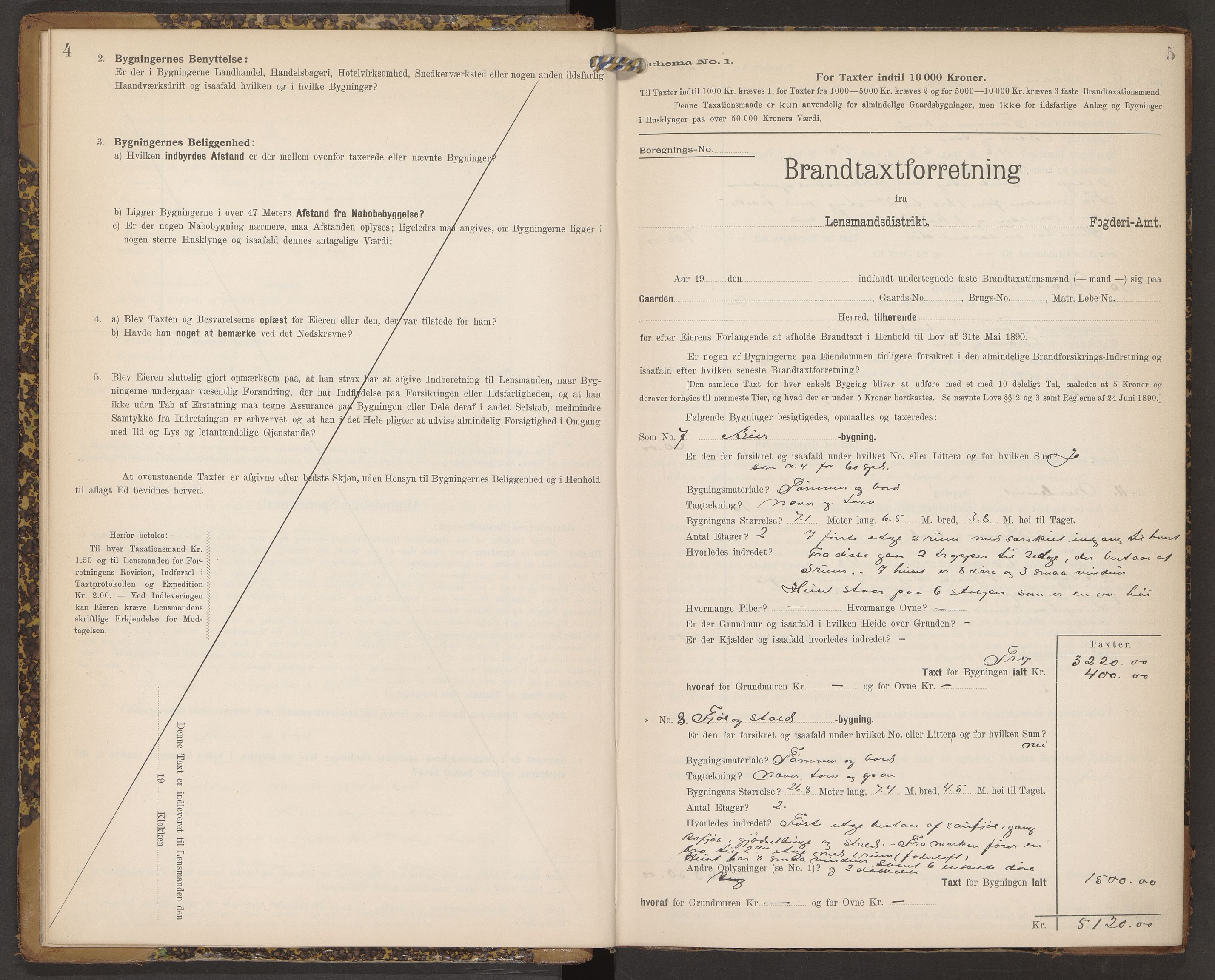 Norges Brannkasse Vefsn, AV/SAT-A-5573/Fb/L0003: Branntakstprotokoll, 1906-1909