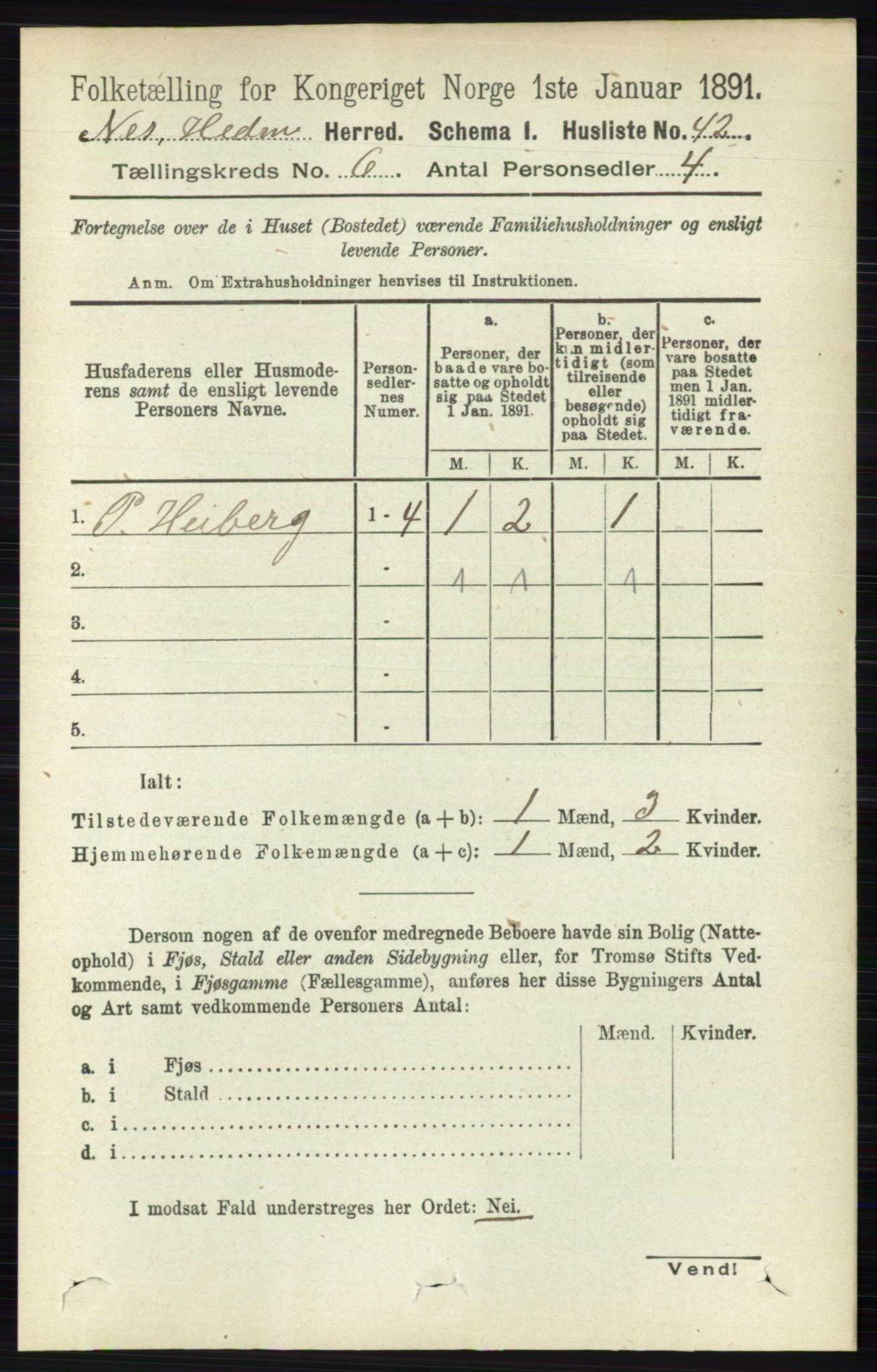 RA, Folketelling 1891 for 0411 Nes herred, 1891, s. 3210