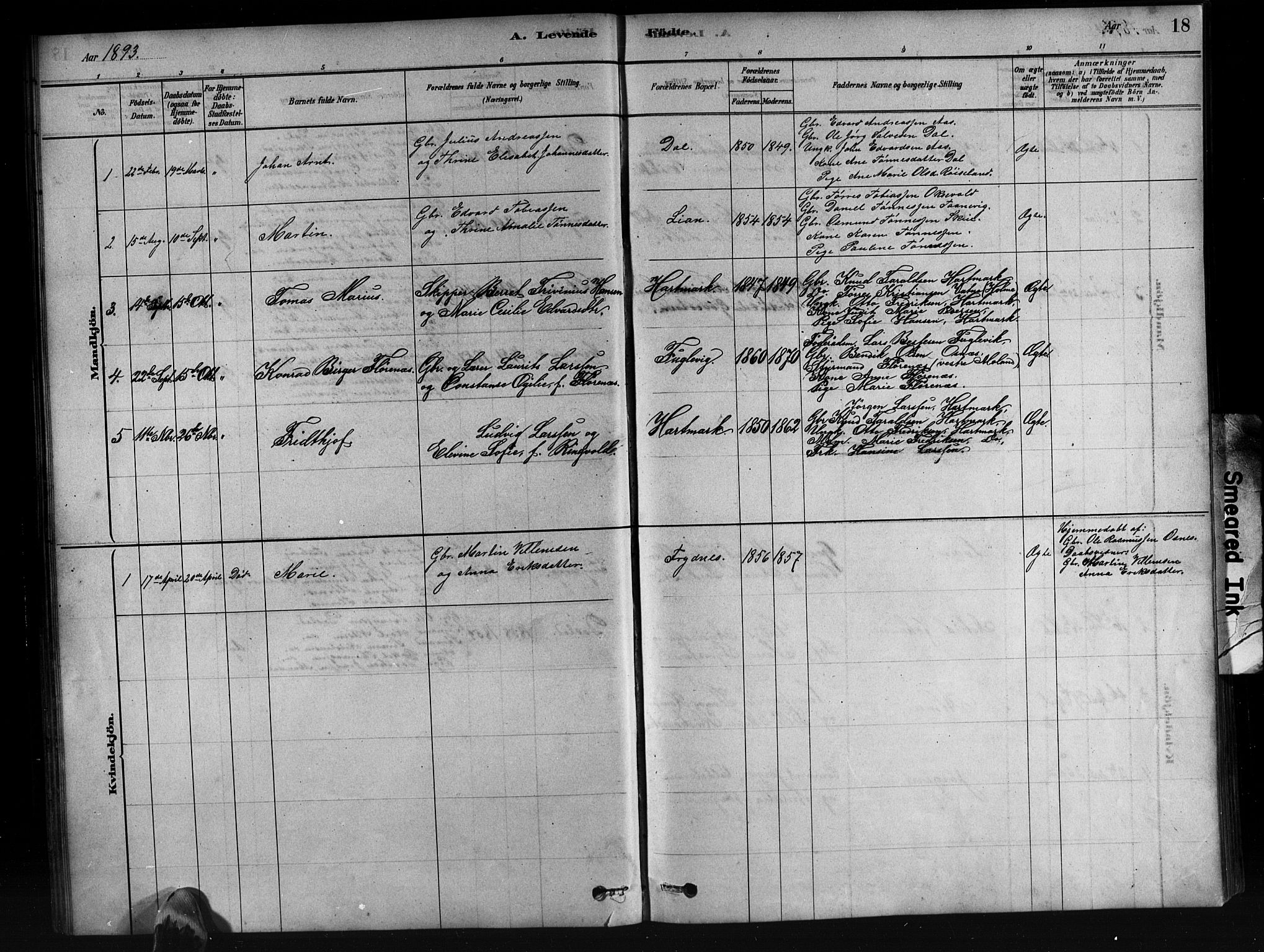 Mandal sokneprestkontor, AV/SAK-1111-0030/F/Fb/Fbb/L0004: Klokkerbok nr. B 4, 1878-1913, s. 18