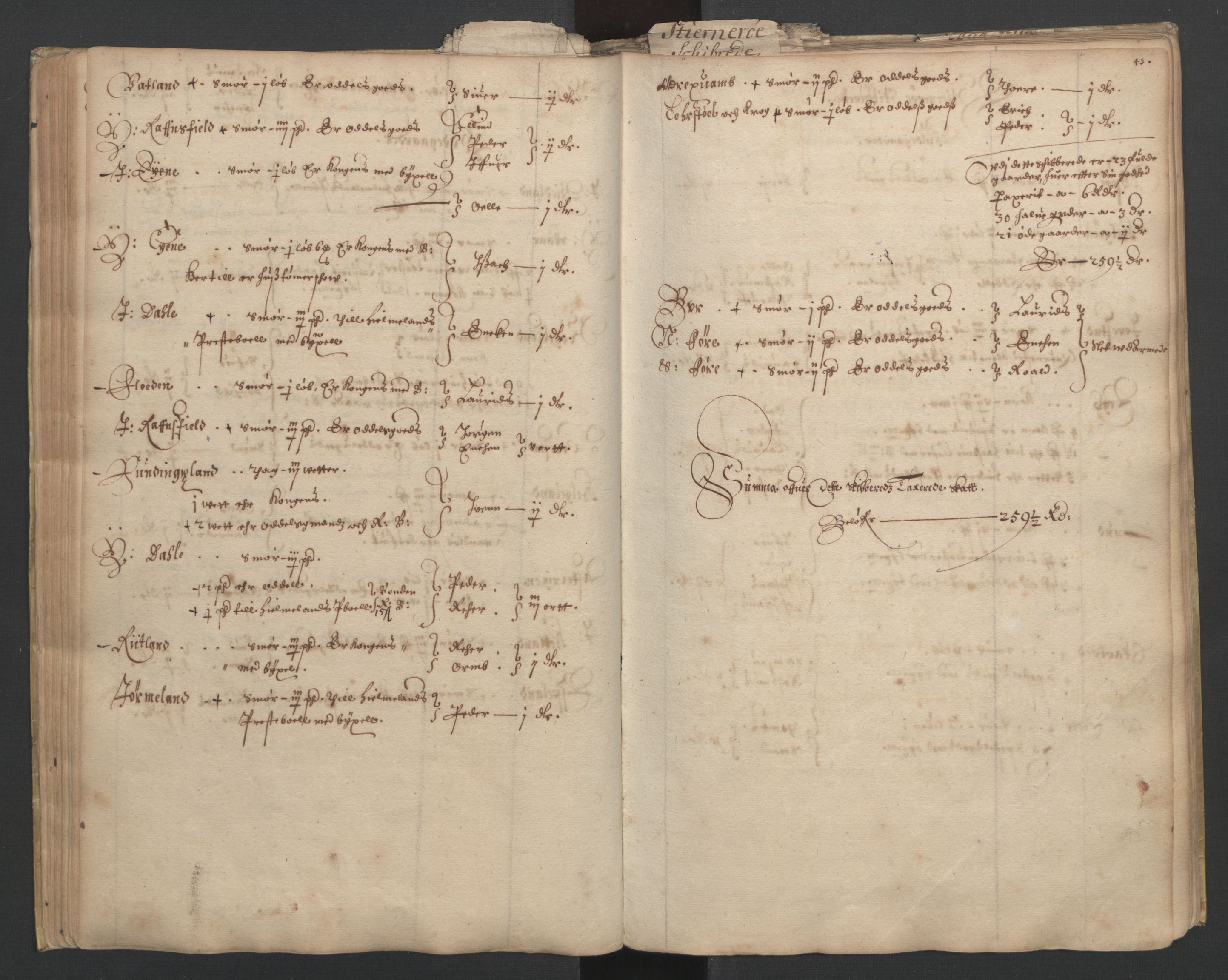 Rentekammeret inntil 1814, Realistisk ordnet avdeling, AV/RA-EA-4070/L/L0023/0001: Stavanger lagdømme: / [A]: Alminnelig jordebok og skattemanntall (6 dalers kontribusjonsskatt), 1661, s. 42b-43a