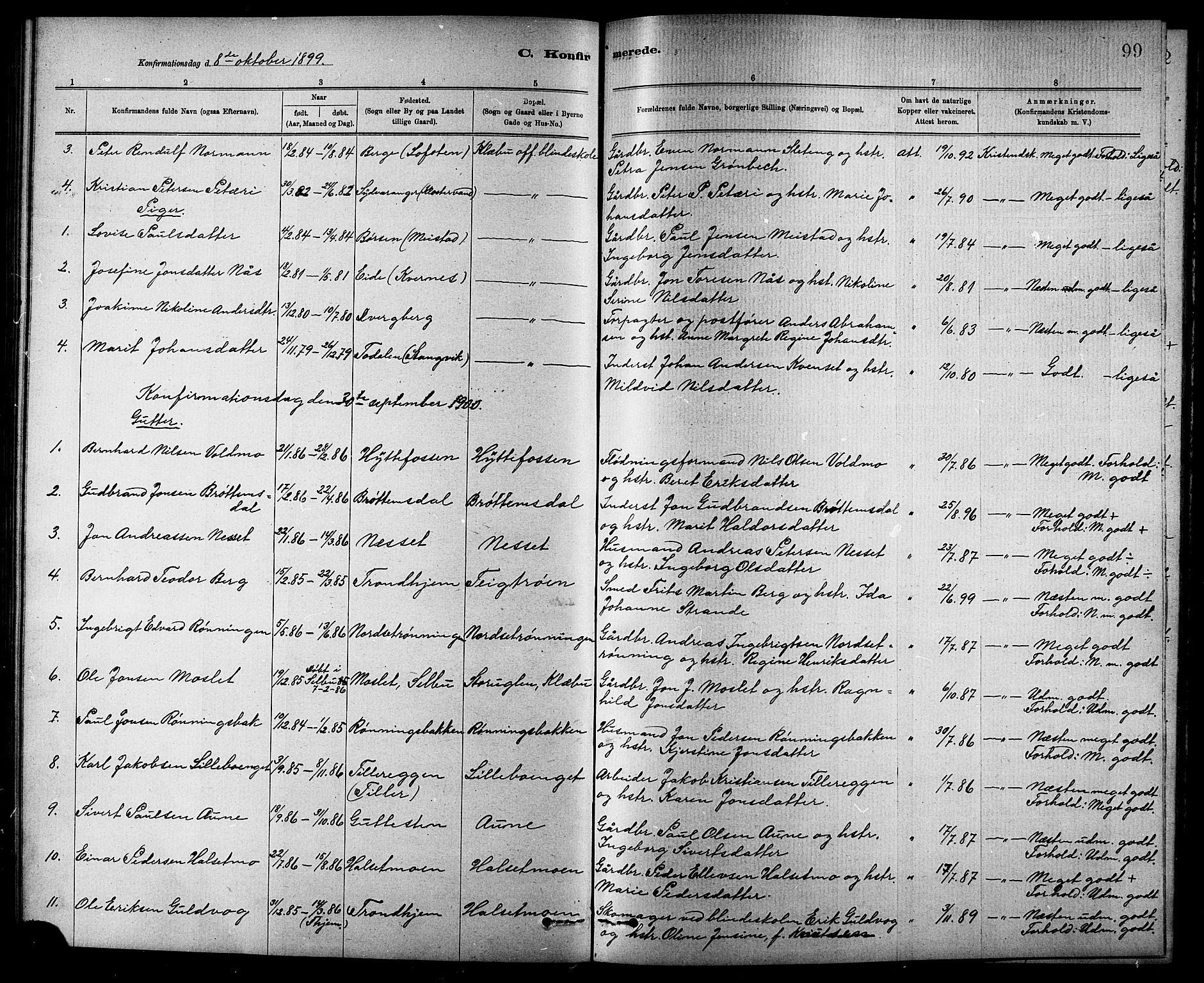 Ministerialprotokoller, klokkerbøker og fødselsregistre - Sør-Trøndelag, SAT/A-1456/618/L0452: Klokkerbok nr. 618C03, 1884-1906, s. 99