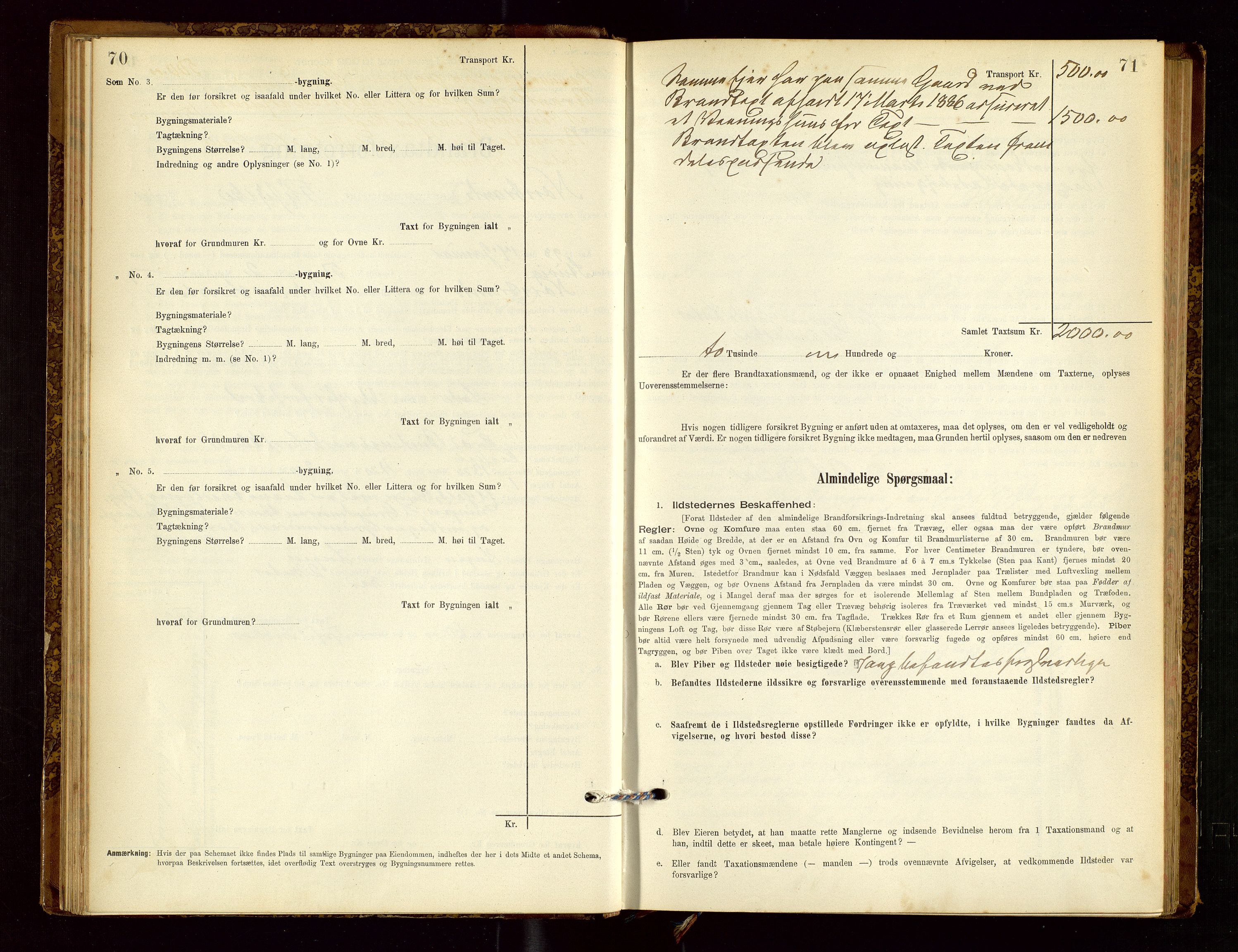 Nedstrand lensmannskontor, AV/SAST-A-100236/Gob/L0001: "Brandtaxationsprotokol for Nerstrand Lensmandsdistrikt Ryfylke fogderi", 1895-1915, s. 70-71