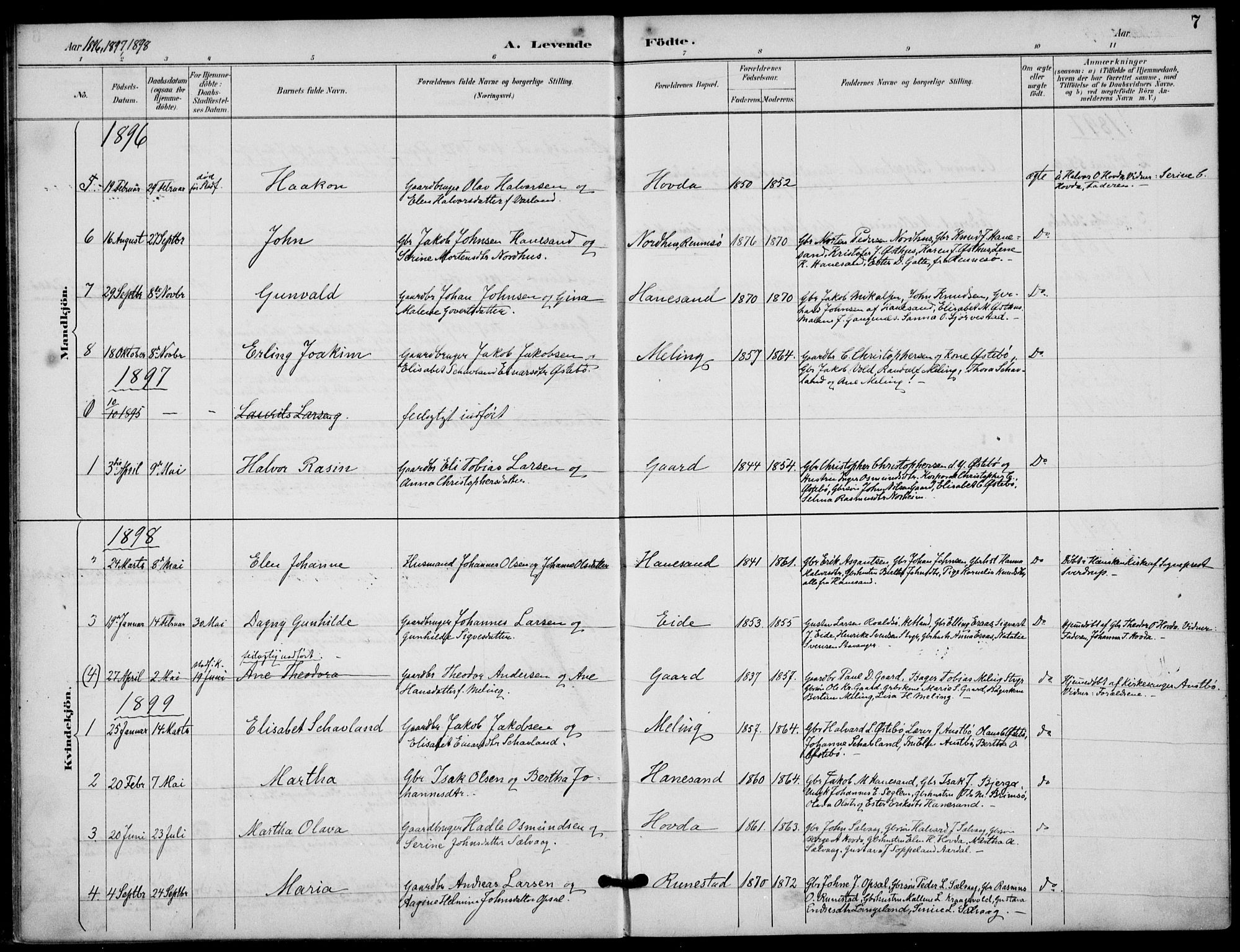 Finnøy sokneprestkontor, SAST/A-101825/H/Ha/Haa/L0012: Ministerialbok nr. A 12, 1889-1917, s. 7