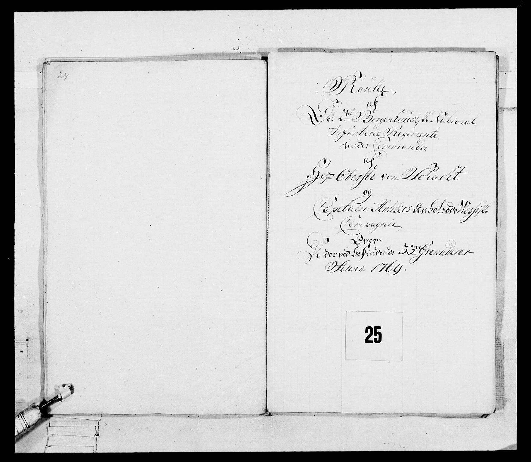 Generalitets- og kommissariatskollegiet, Det kongelige norske kommissariatskollegium, AV/RA-EA-5420/E/Eh/L0092: 2. Bergenhusiske nasjonale infanteriregiment, 1769-1771, s. 324