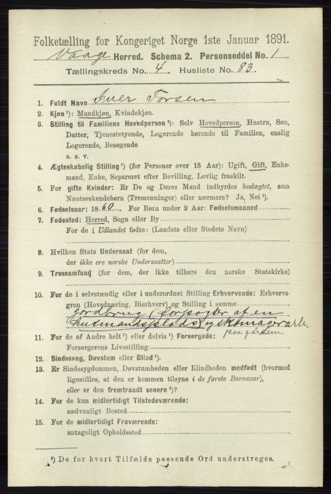 RA, Folketelling 1891 for 0515 Vågå herred, 1891, s. 3248