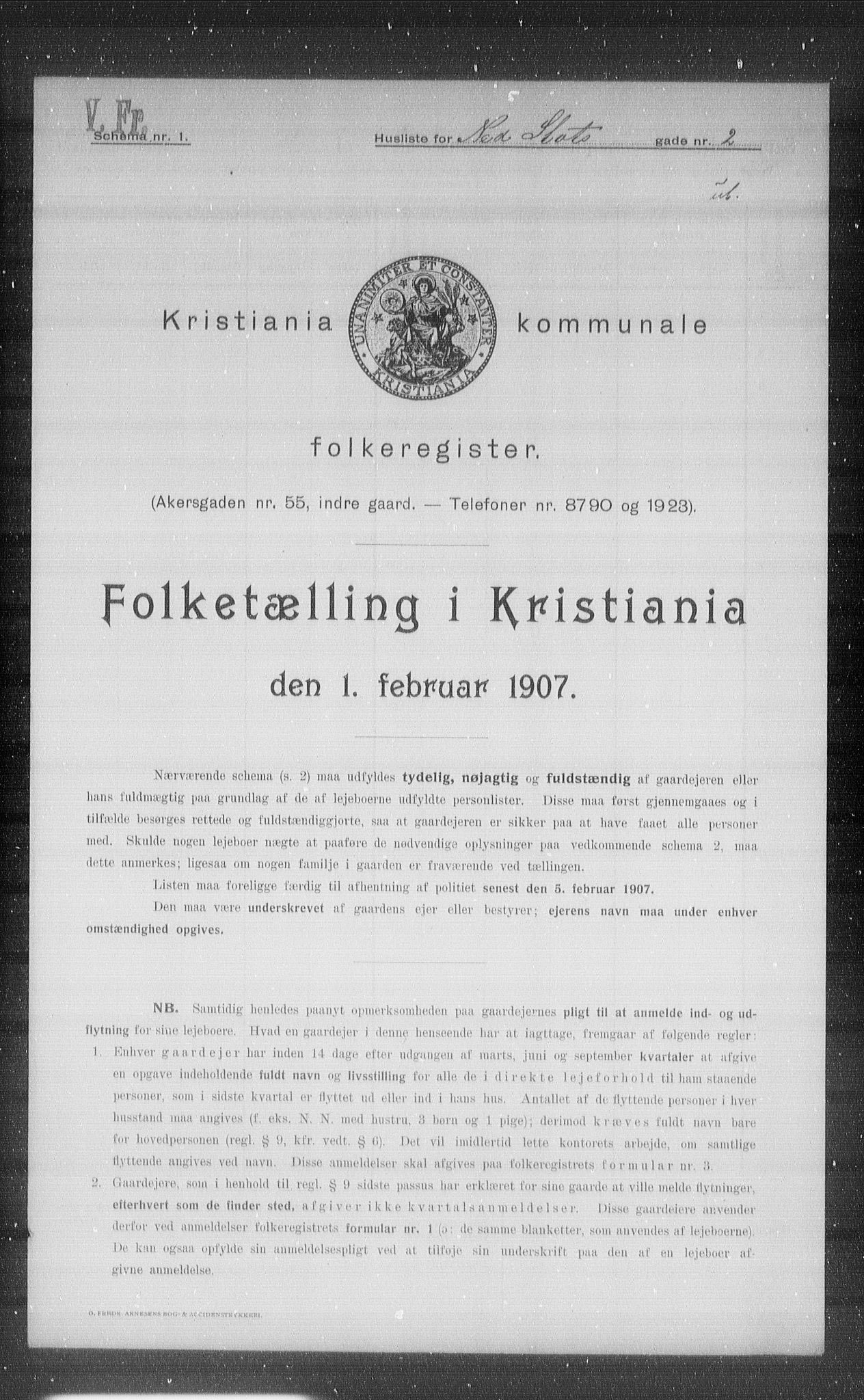 OBA, Kommunal folketelling 1.2.1907 for Kristiania kjøpstad, 1907, s. 35493