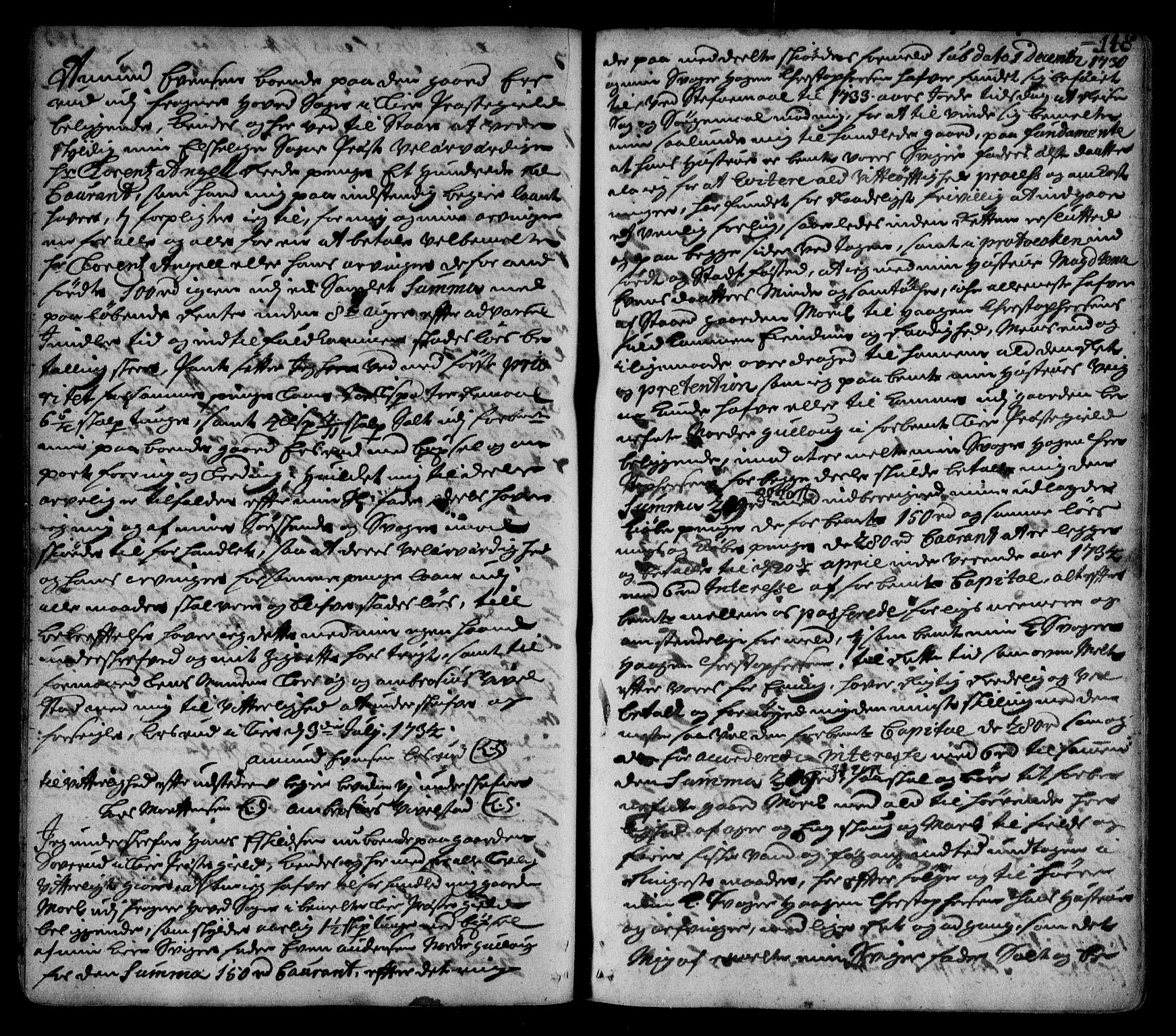 Lier, Røyken og Hurum sorenskriveri, SAKO/A-89/G/Ga/Gaa/L0002: Pantebok nr. II, 1725-1755, s. 148