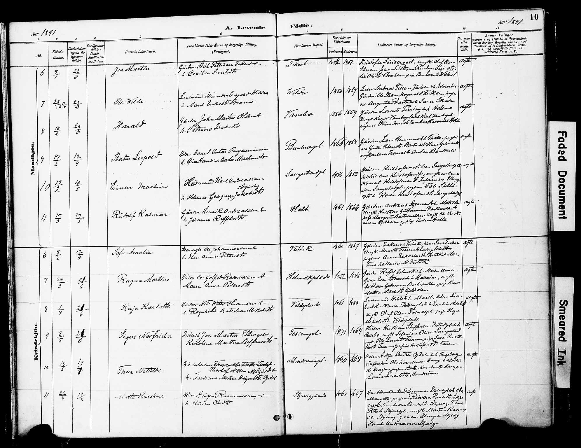 Ministerialprotokoller, klokkerbøker og fødselsregistre - Nord-Trøndelag, SAT/A-1458/741/L0396: Ministerialbok nr. 741A10, 1889-1901, s. 10