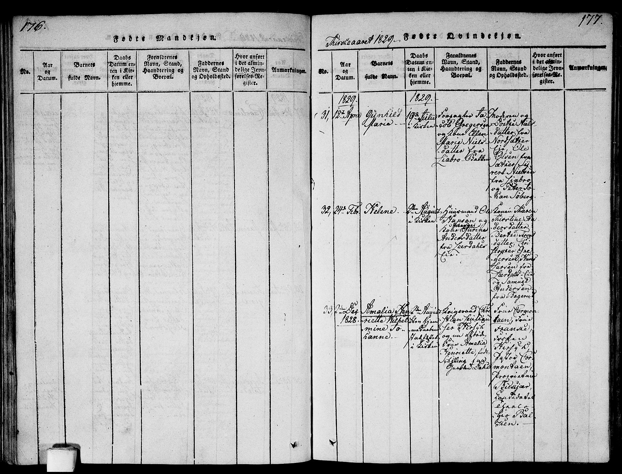 Gamlebyen prestekontor Kirkebøker, AV/SAO-A-10884/F/Fa/L0002: Ministerialbok nr. 2, 1817-1829, s. 176-177