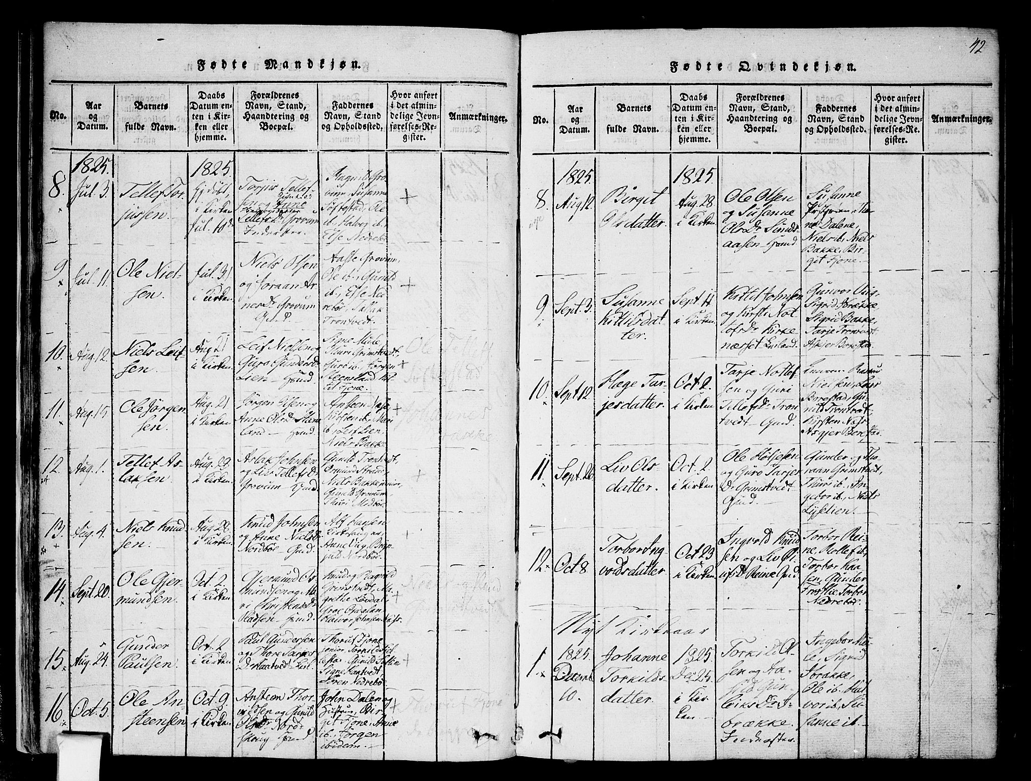 Nissedal kirkebøker, SAKO/A-288/F/Fa/L0002: Ministerialbok nr. I 2, 1814-1845, s. 42