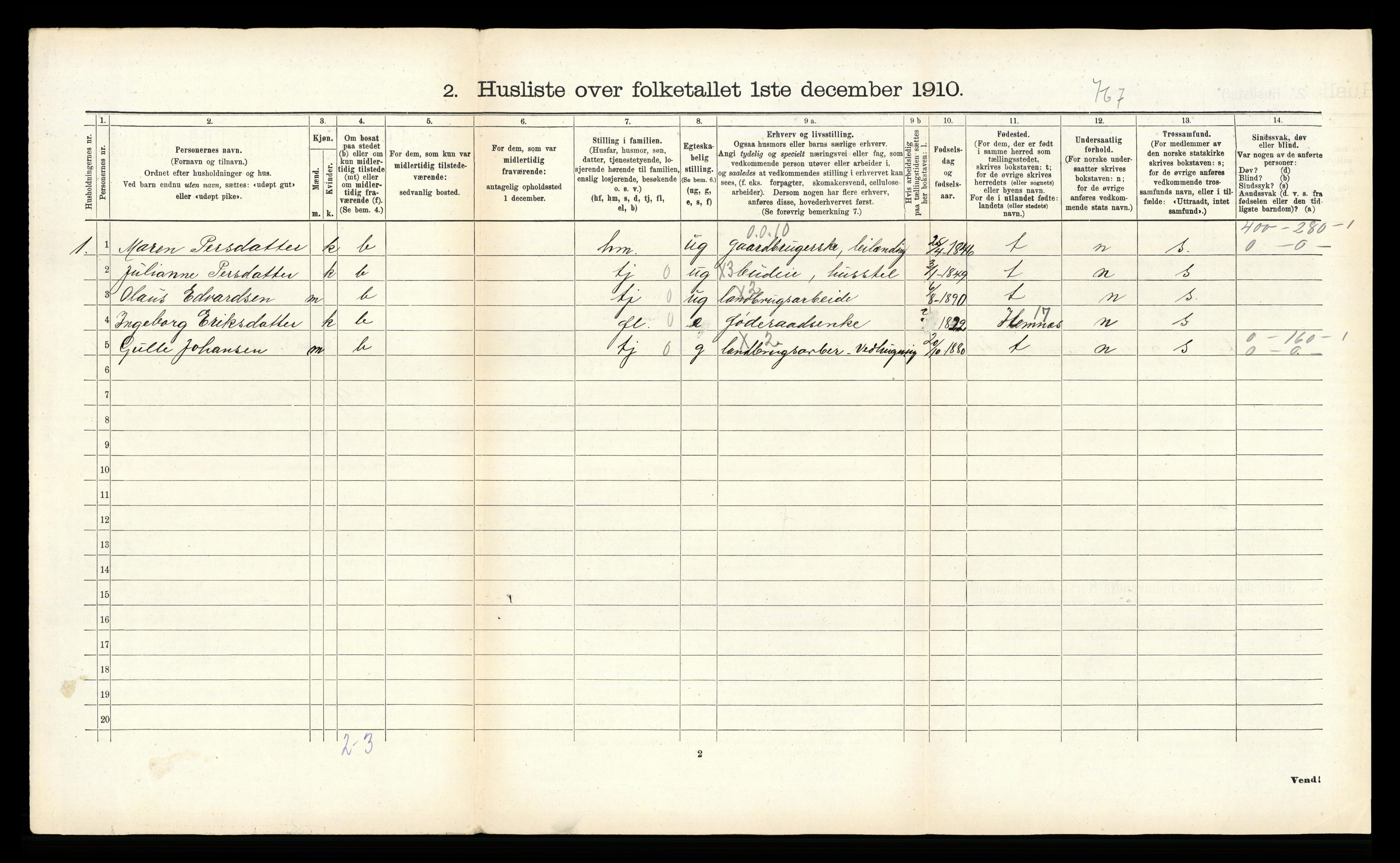 RA, Folketelling 1910 for 1826 Hattfjelldal herred, 1910, s. 214