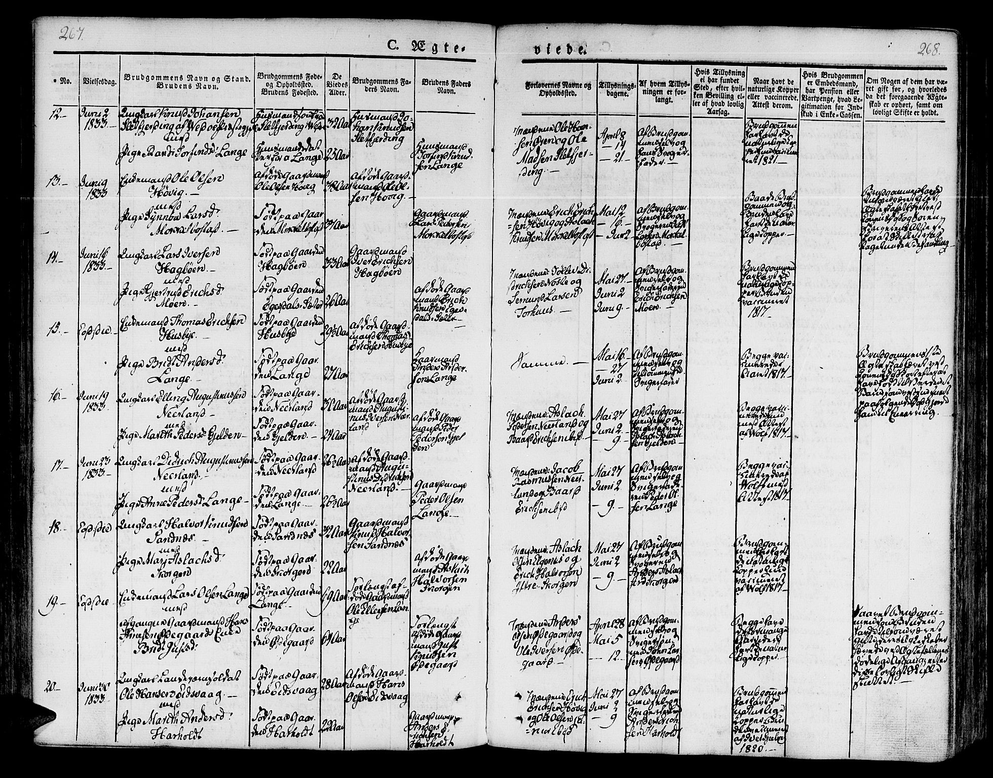 Ministerialprotokoller, klokkerbøker og fødselsregistre - Møre og Romsdal, AV/SAT-A-1454/551/L0624: Ministerialbok nr. 551A04, 1831-1845, s. 267-268