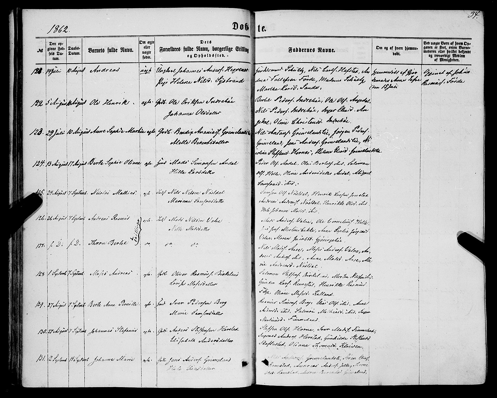 Førde sokneprestembete, AV/SAB-A-79901/H/Haa/Haaa/L0009: Ministerialbok nr. A 9, 1861-1877, s. 34