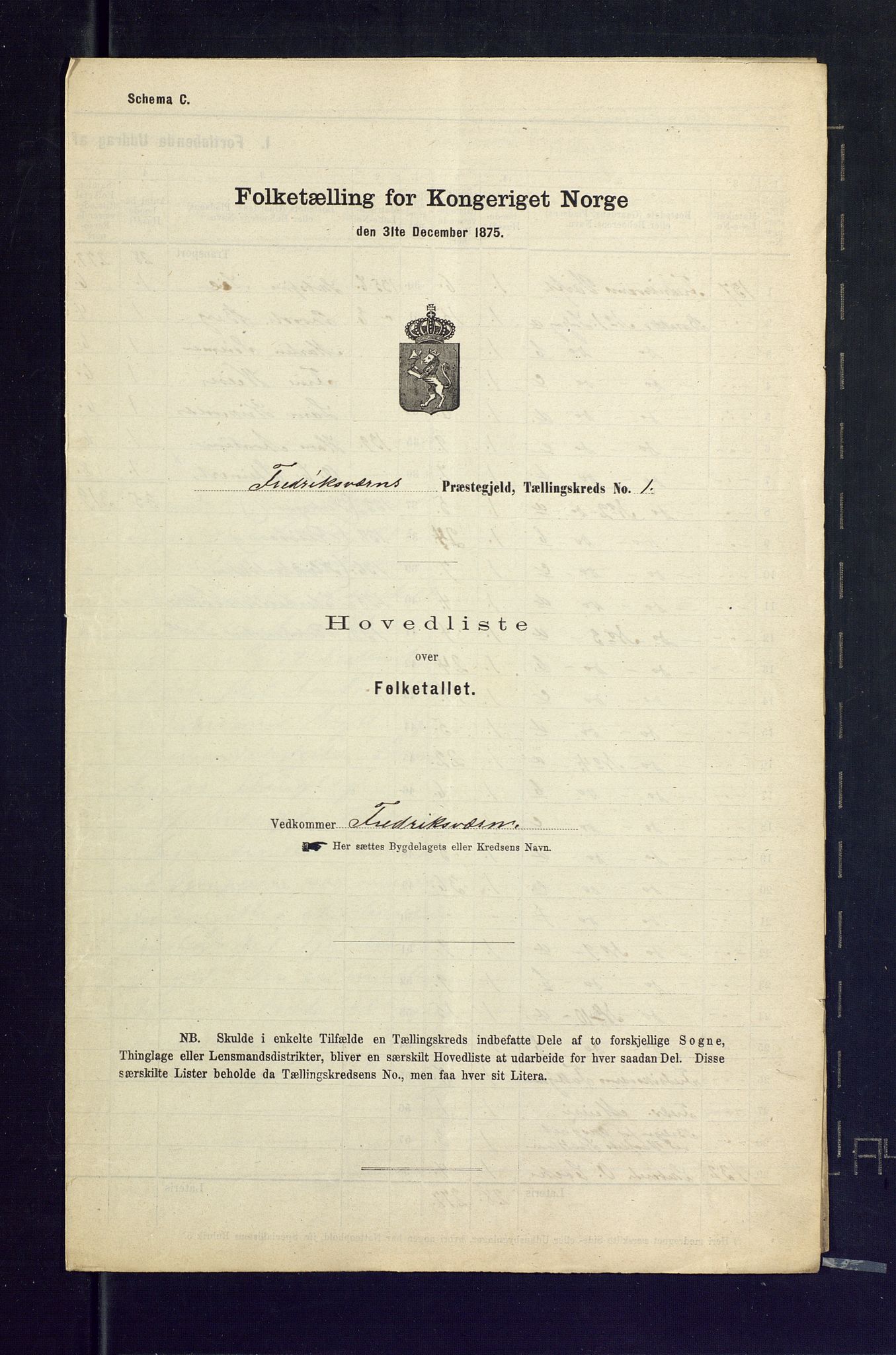 SAKO, Folketelling 1875 for 0798P Fredriksvern prestegjeld, 1875, s. 2