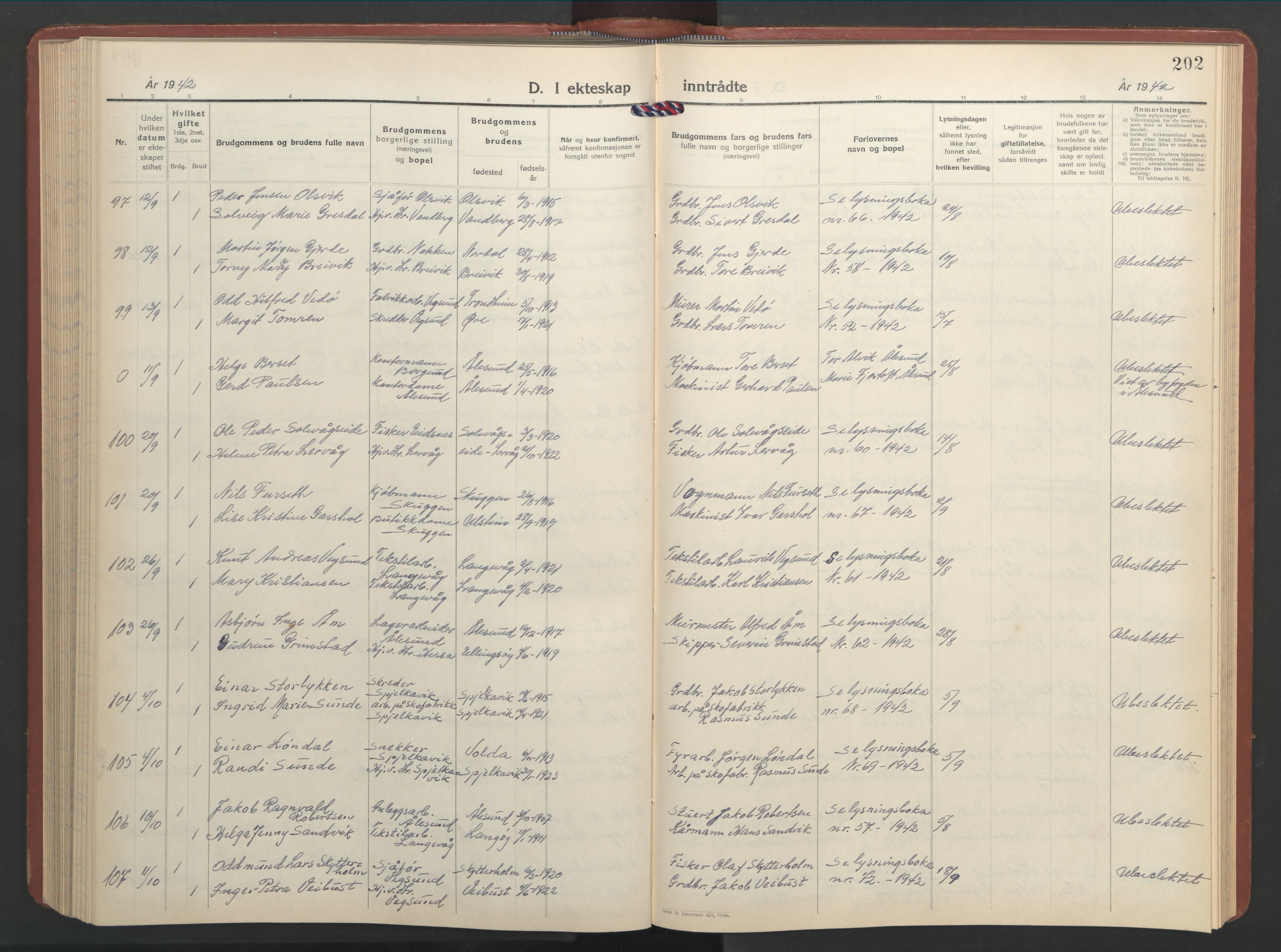 Ministerialprotokoller, klokkerbøker og fødselsregistre - Møre og Romsdal, SAT/A-1454/528/L0437: Klokkerbok nr. 528C18, 1939-1948, s. 202