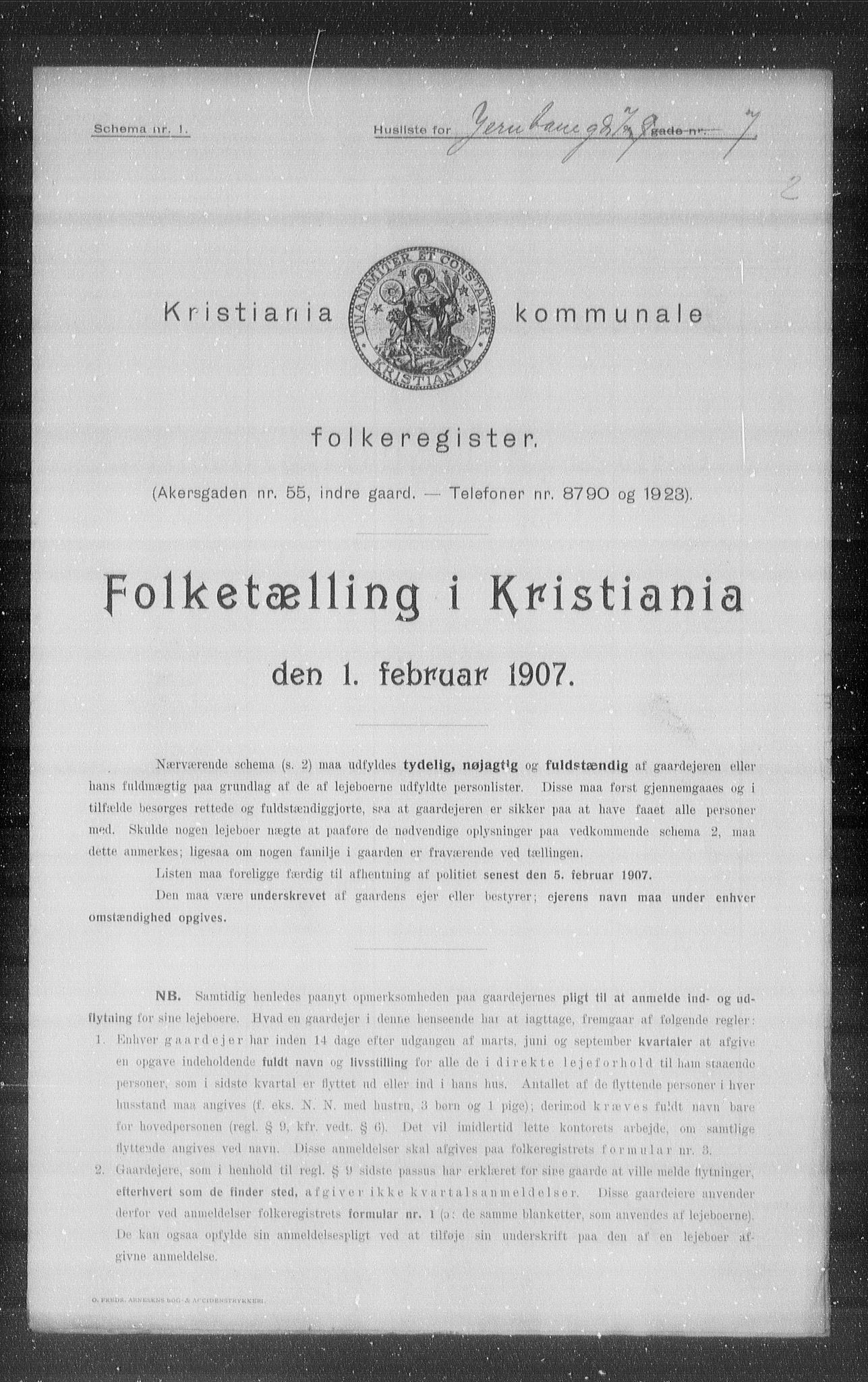 OBA, Kommunal folketelling 1.2.1907 for Kristiania kjøpstad, 1907, s. 23838