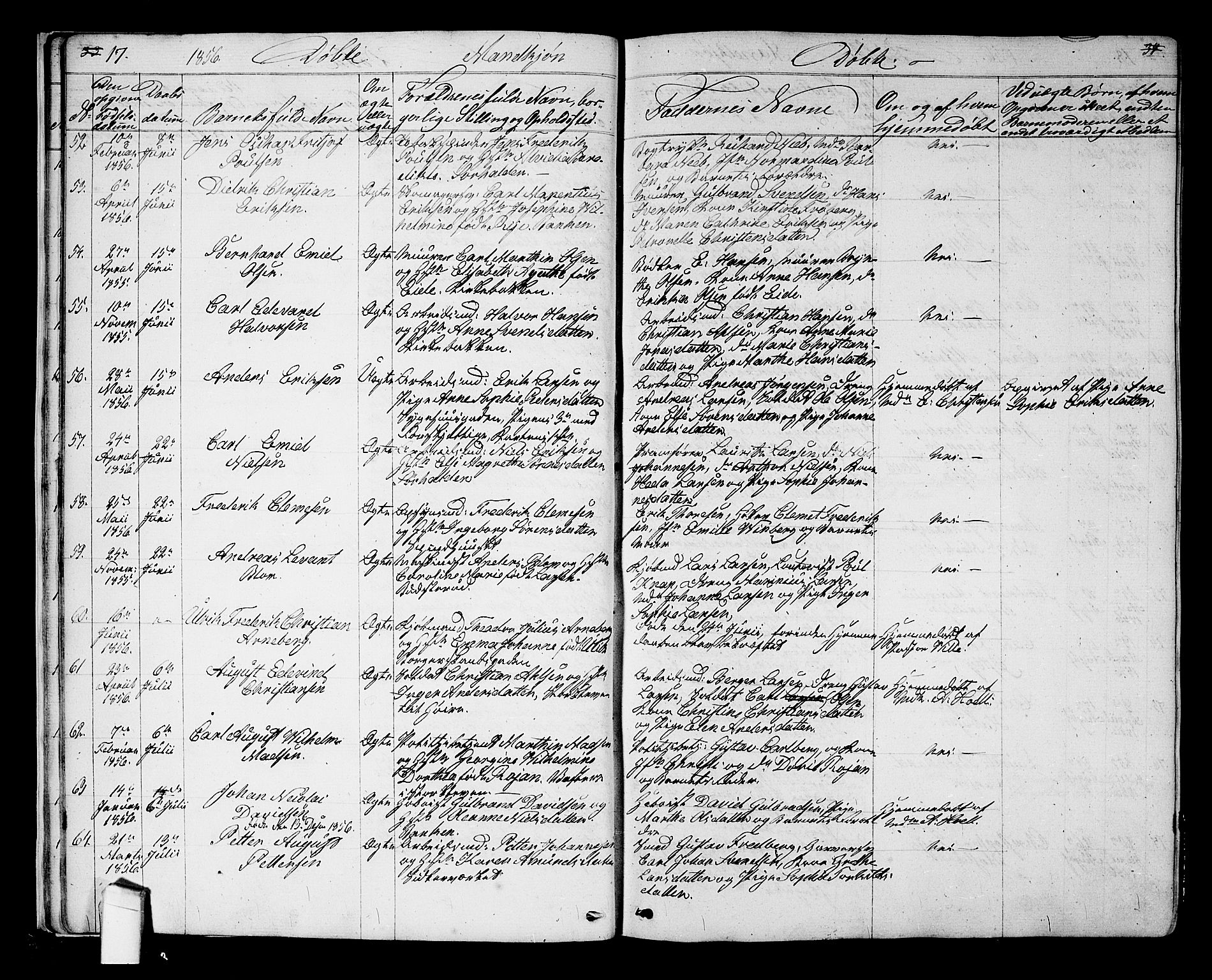 Halden prestekontor Kirkebøker, AV/SAO-A-10909/G/Ga/L0005a: Klokkerbok nr. 5A, 1855-1864, s. 17