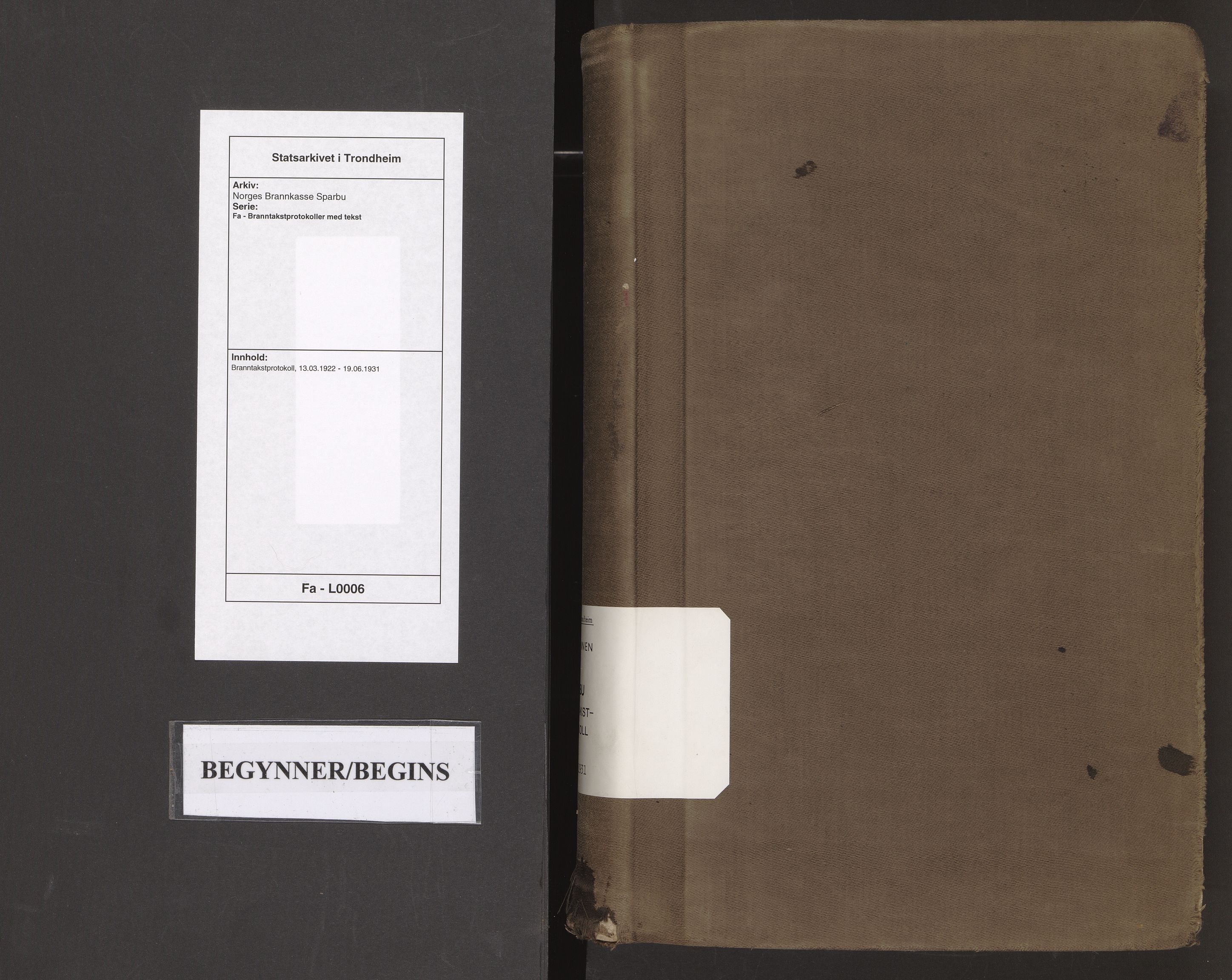 Norges Brannkasse Sparbu, AV/SAT-A-5550/Fa/L0006: Branntakstprotokoll, 1922-1931