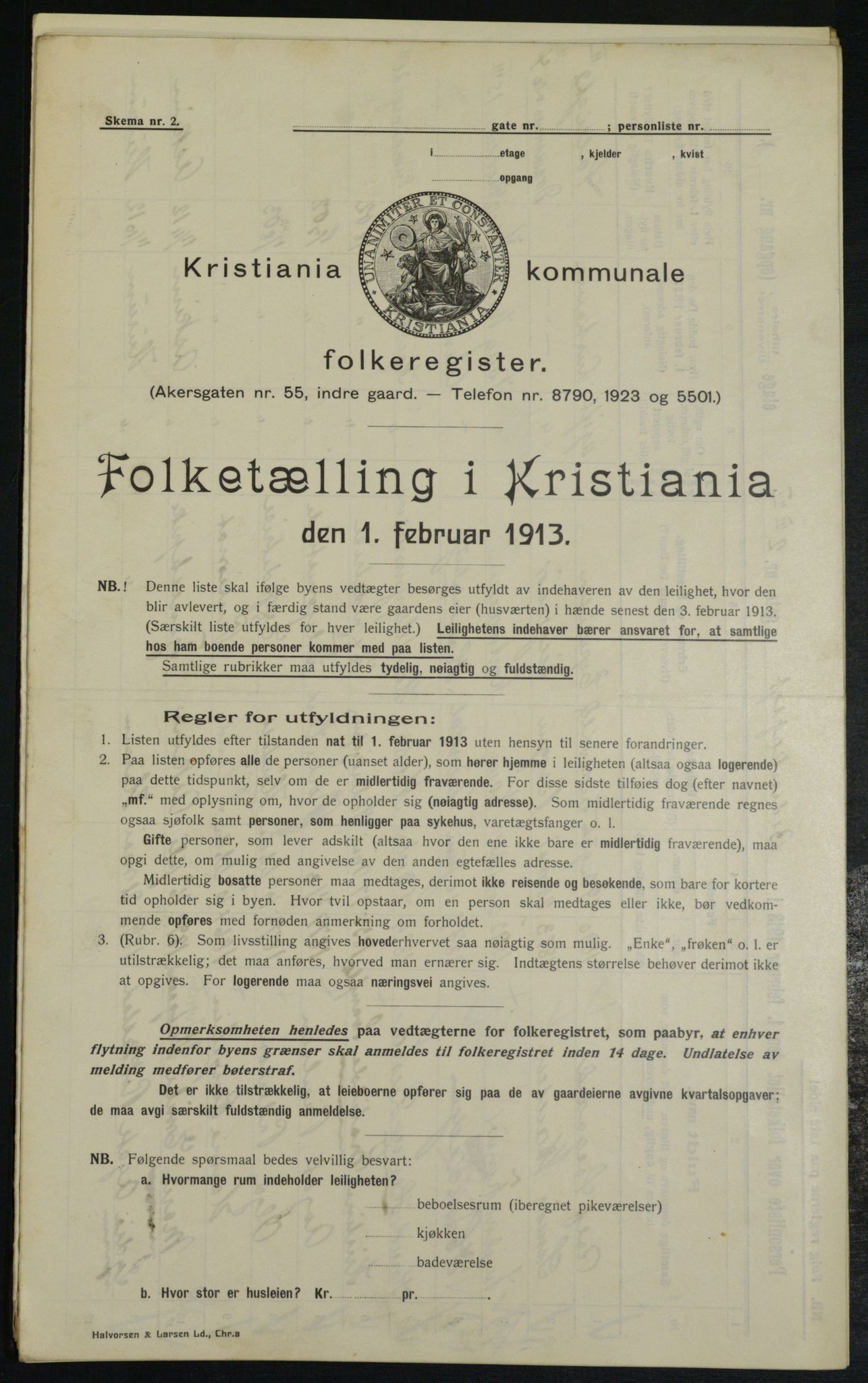 OBA, Kommunal folketelling 1.2.1913 for Kristiania, 1913, s. 4581