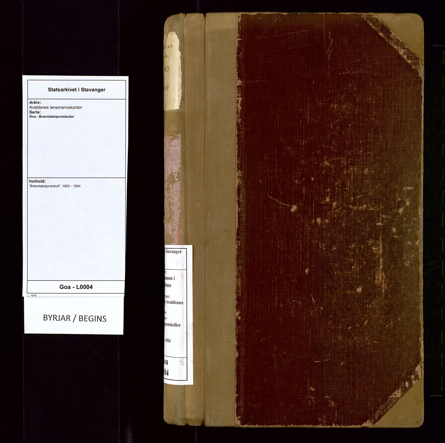 Avaldsnes lensmannskontor, AV/SAST-A-100286/Goa/L0004: "Branntakstprotokoll", 1953-1954