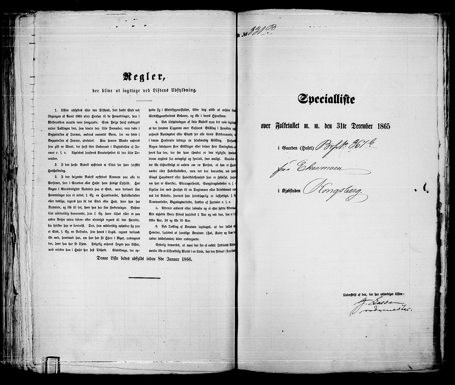 RA, Folketelling 1865 for 0604B Kongsberg prestegjeld, Kongsberg kjøpstad, 1865, s. 681