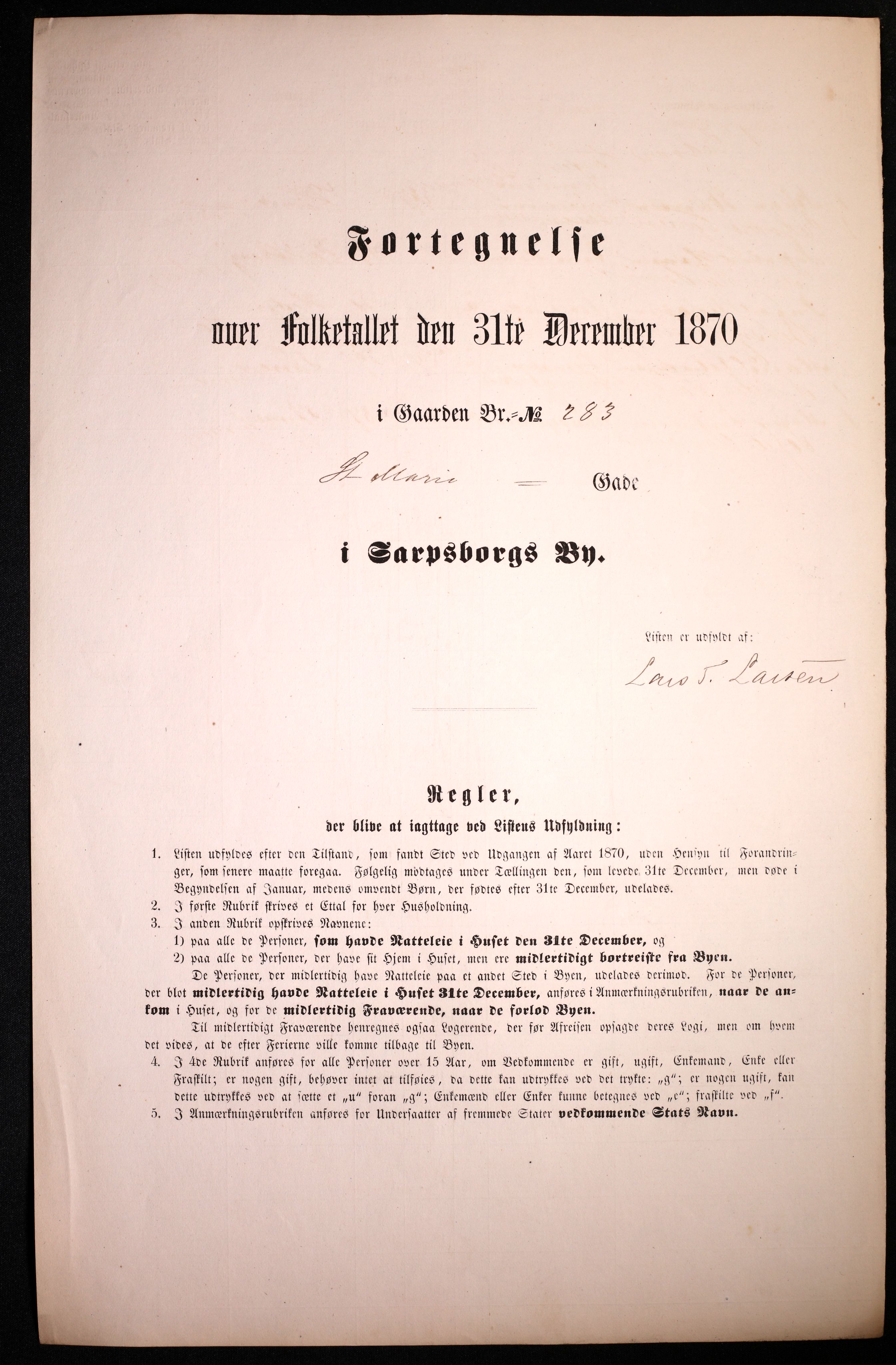 RA, Folketelling 1870 for 0102 Sarpsborg kjøpstad, 1870, s. 187