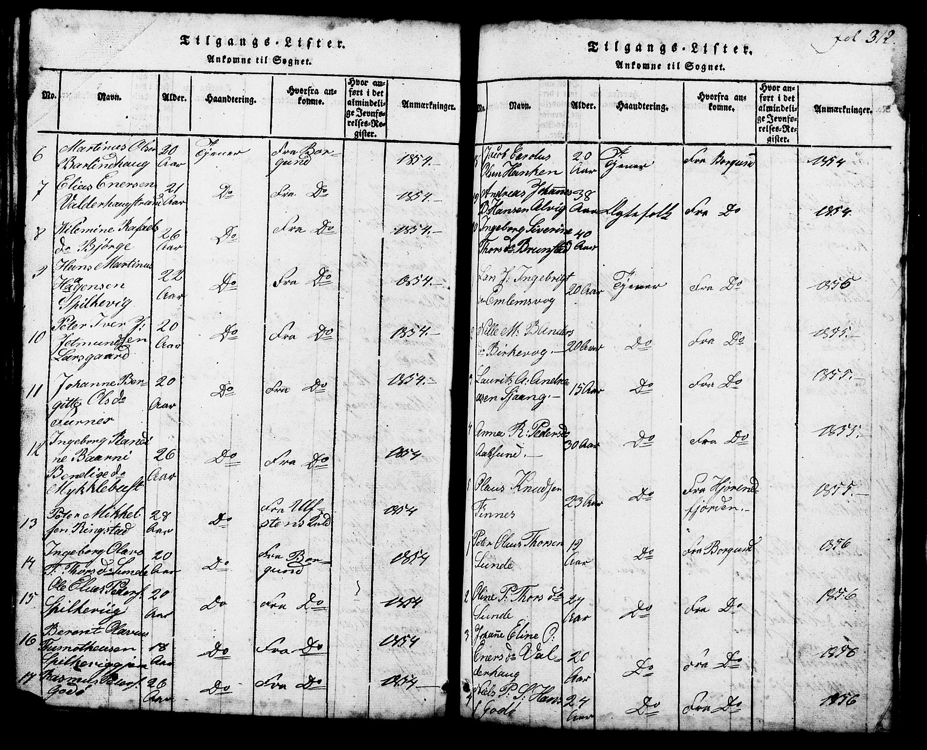 Ministerialprotokoller, klokkerbøker og fødselsregistre - Møre og Romsdal, AV/SAT-A-1454/537/L0520: Klokkerbok nr. 537C01, 1819-1868, s. 312