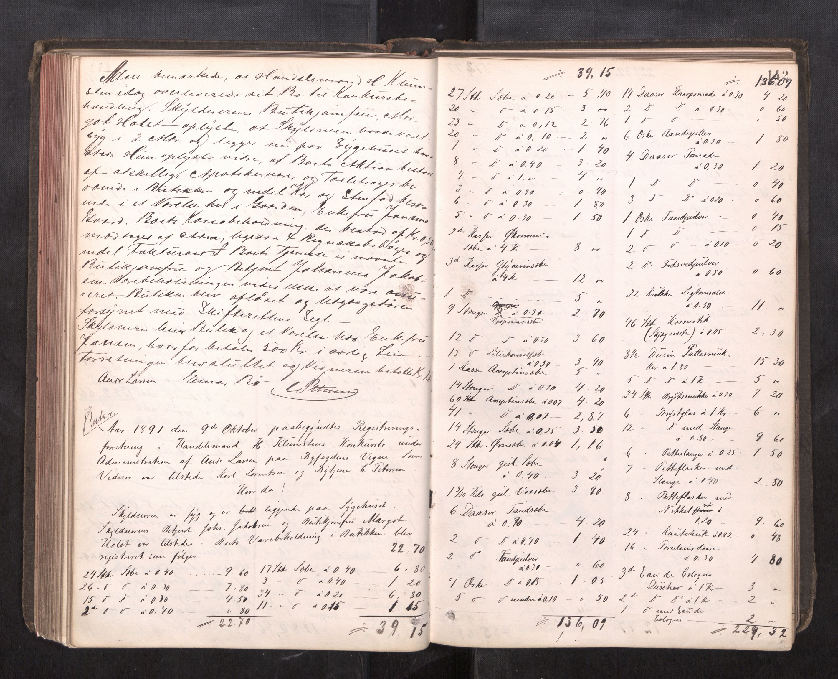 Trondheim byfogd, AV/SAT-A-0003/1/3/3C/L0013: Skifteregistreringsprotokoll - 19/7-14/8. (u/ register), 1887-1893, s. 142