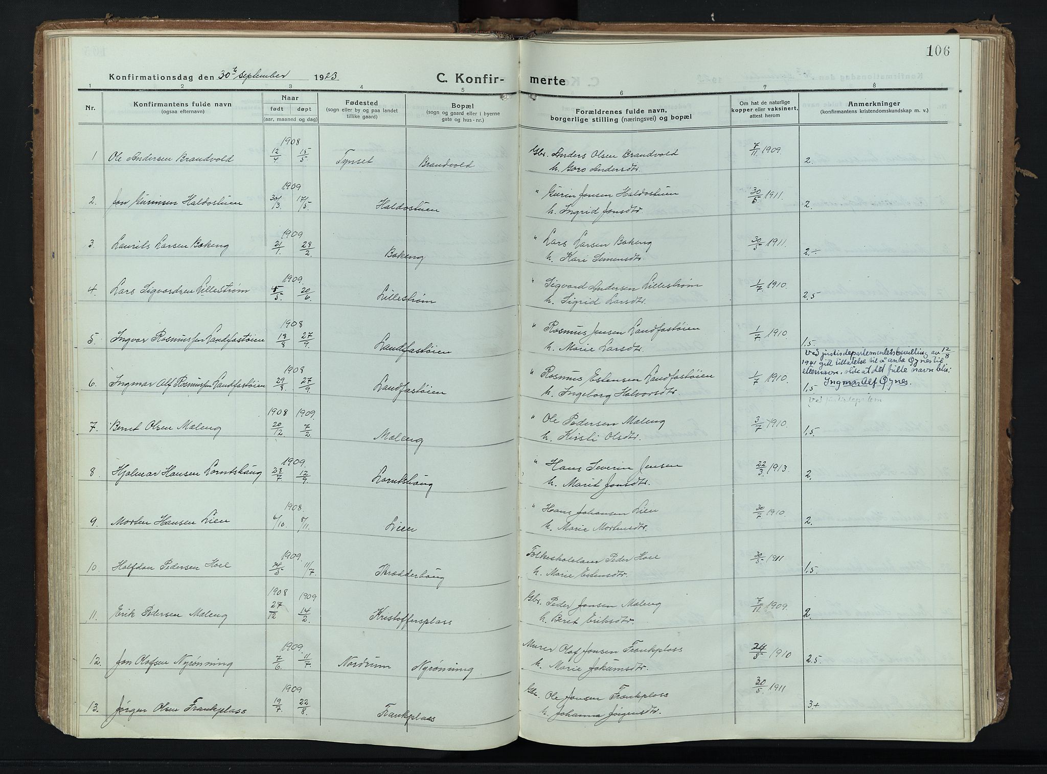 Alvdal prestekontor, AV/SAH-PREST-060/H/Ha/Haa/L0006: Ministerialbok nr. 6, 1920-1937, s. 106