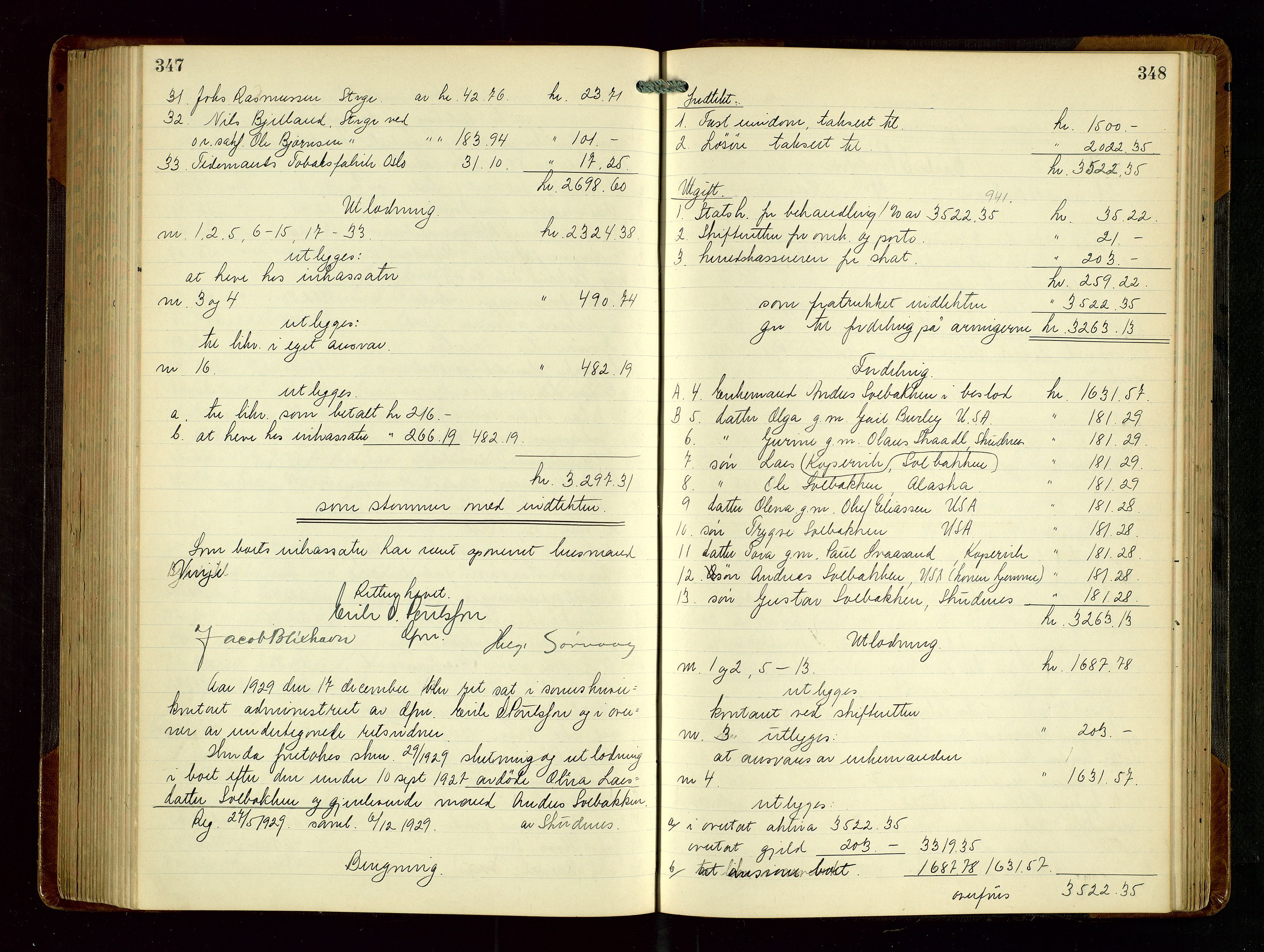 Karmsund sorenskriveri, AV/SAST-A-100311/01/IV/IVGB/L0004: SKIFTEUTLODNINGSPROTOKOLL, 1925-1931, s. 347-348